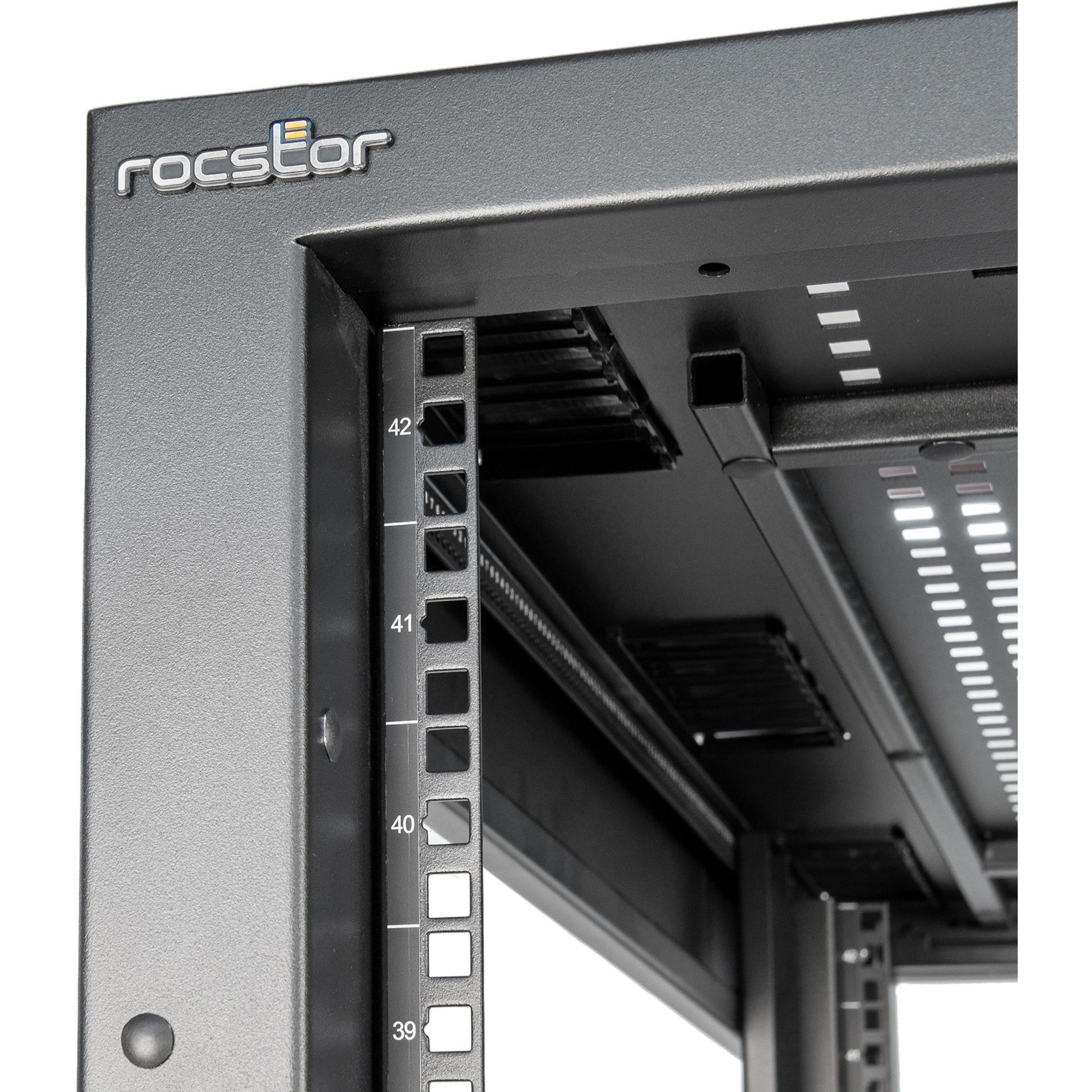 rocstor-y10e037-b1-rocstor-42u-open-frame-rack-racksolidrack-standard-depth-4-post-y10e037-b1