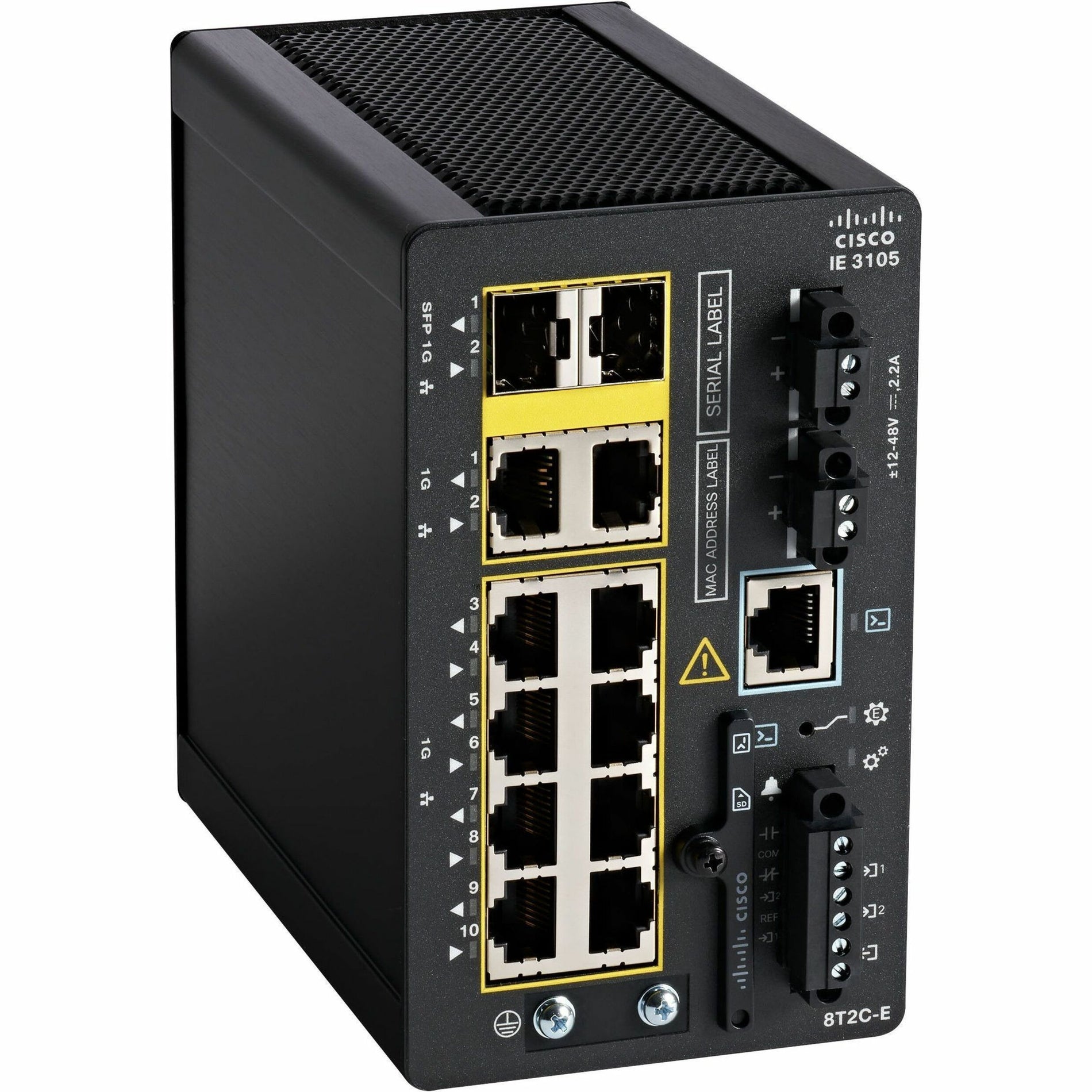 Cisco IE-3105-8T2C-E Catalyst IE3100 Rugged Ethernet Switch, 10 Gigabit Ethernet Network, 2 x Gigabit Ethernet Combo Uplink, DIN Rail Mountable