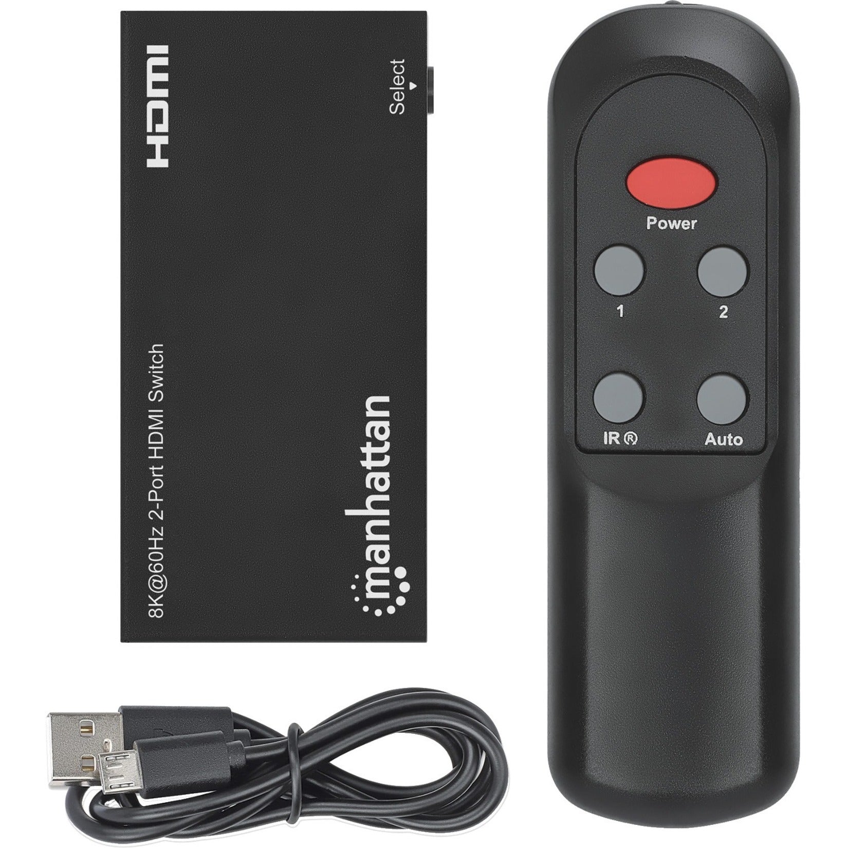 Manhattan 207942 8K@60Hz 2-Port HDMI Switch, Supports Ultra HD Video and Easy Connectivity