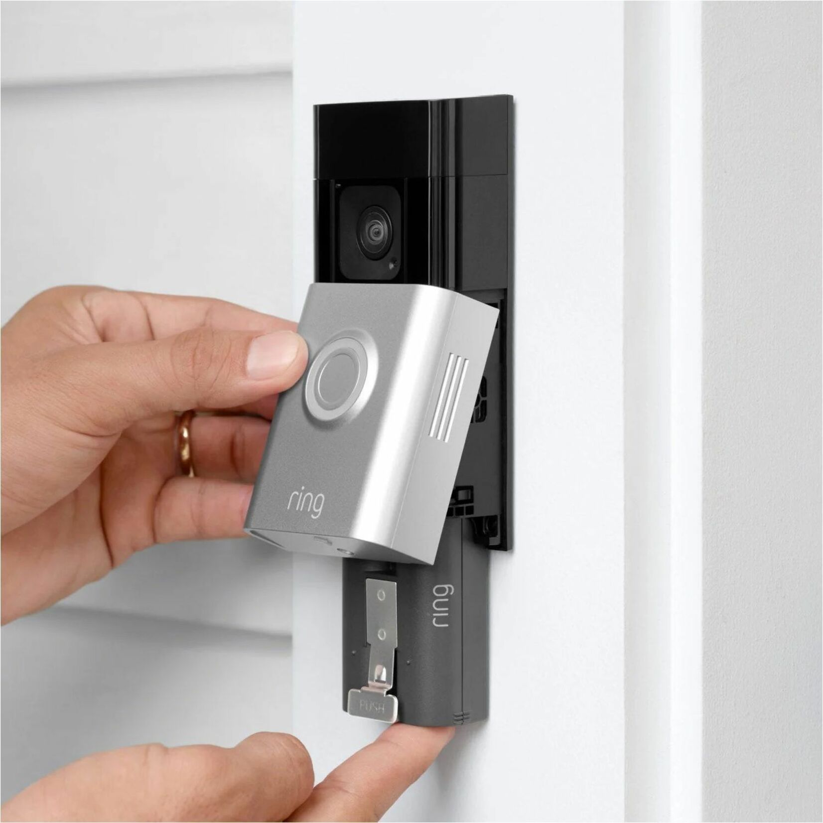 Ring B09WZBPX7K Battery Doorbell Plus Video Doorbell, Rechargeable Battery, Satin Nickel, Wi-Fi, Alexa Supported