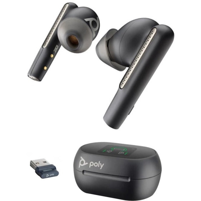 Poly 216755-02 Voyager Free 60+ UC Earset, Wireless Bluetooth Earbuds with Active Noise Canceling, Qi Wireless Charging, and Wideband Audio