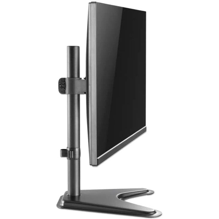 Manhattan 462037 Single Monitor Desktop Stand, Adjustable Tilt, Cable Management, Black [Discontinued]