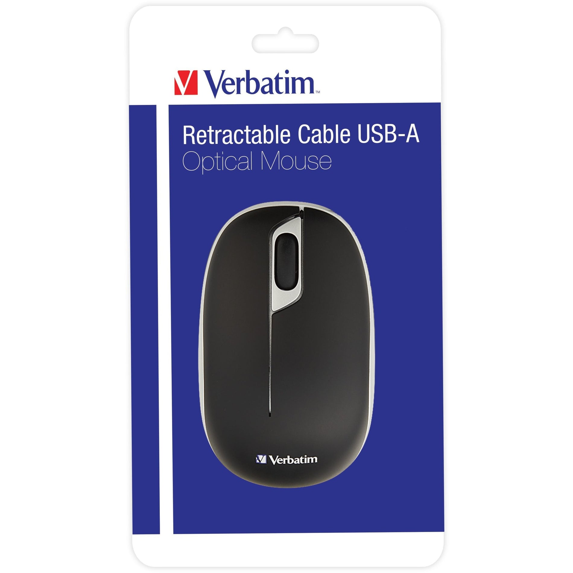 Verbatim 70751 Mouse, Retractable Cable USB-A Optical, Black