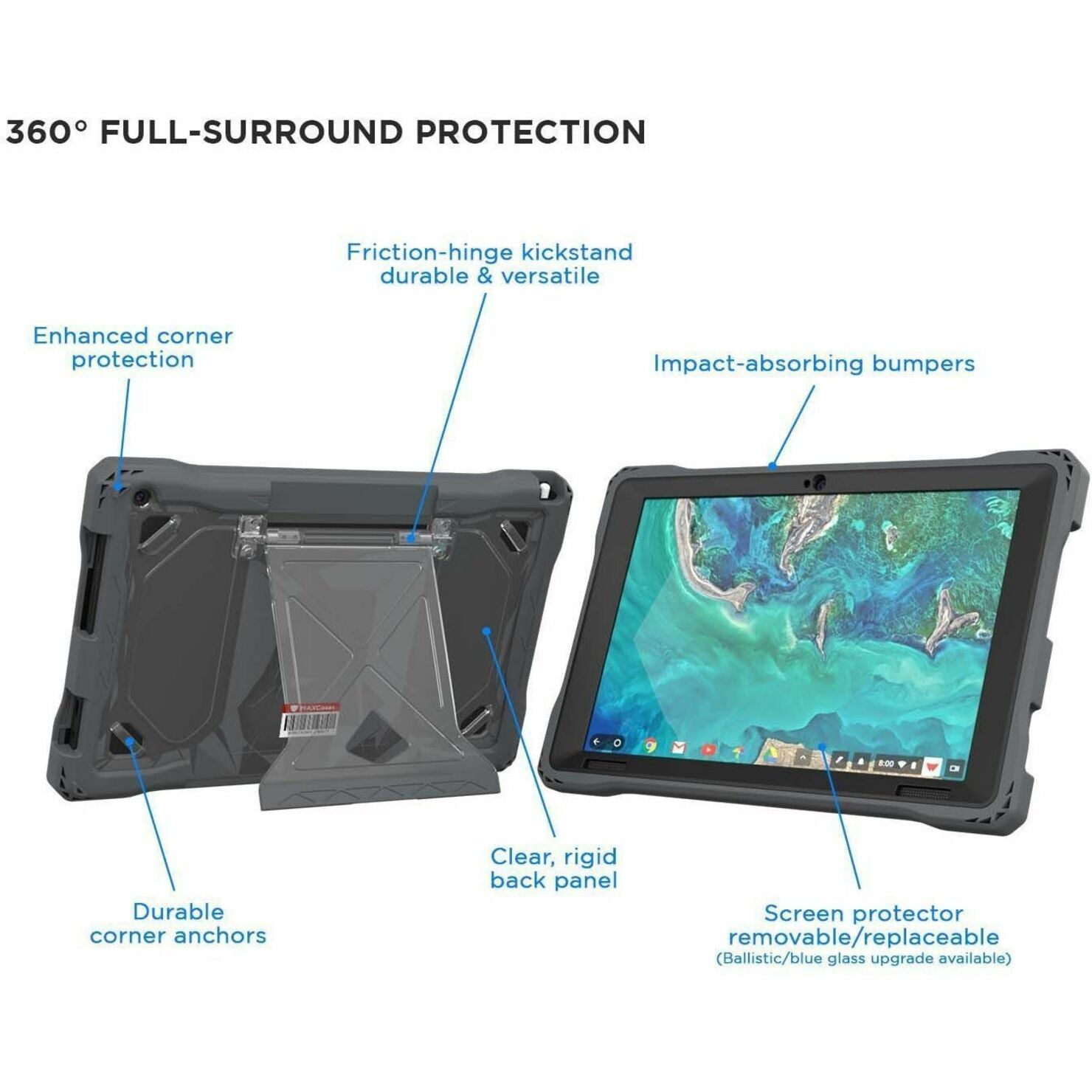 MAXCases AC-SXX2-CBT510-BLK Shield Extreme-X2 Tablet Case, Compatible with Acer Chromebook Tab 510, Black