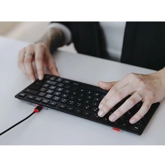 CHERRY JK-9250US-2 KW 9200 MINI Keyboard, Rechargeable, Compact Keyboard, Bluetooth/RF