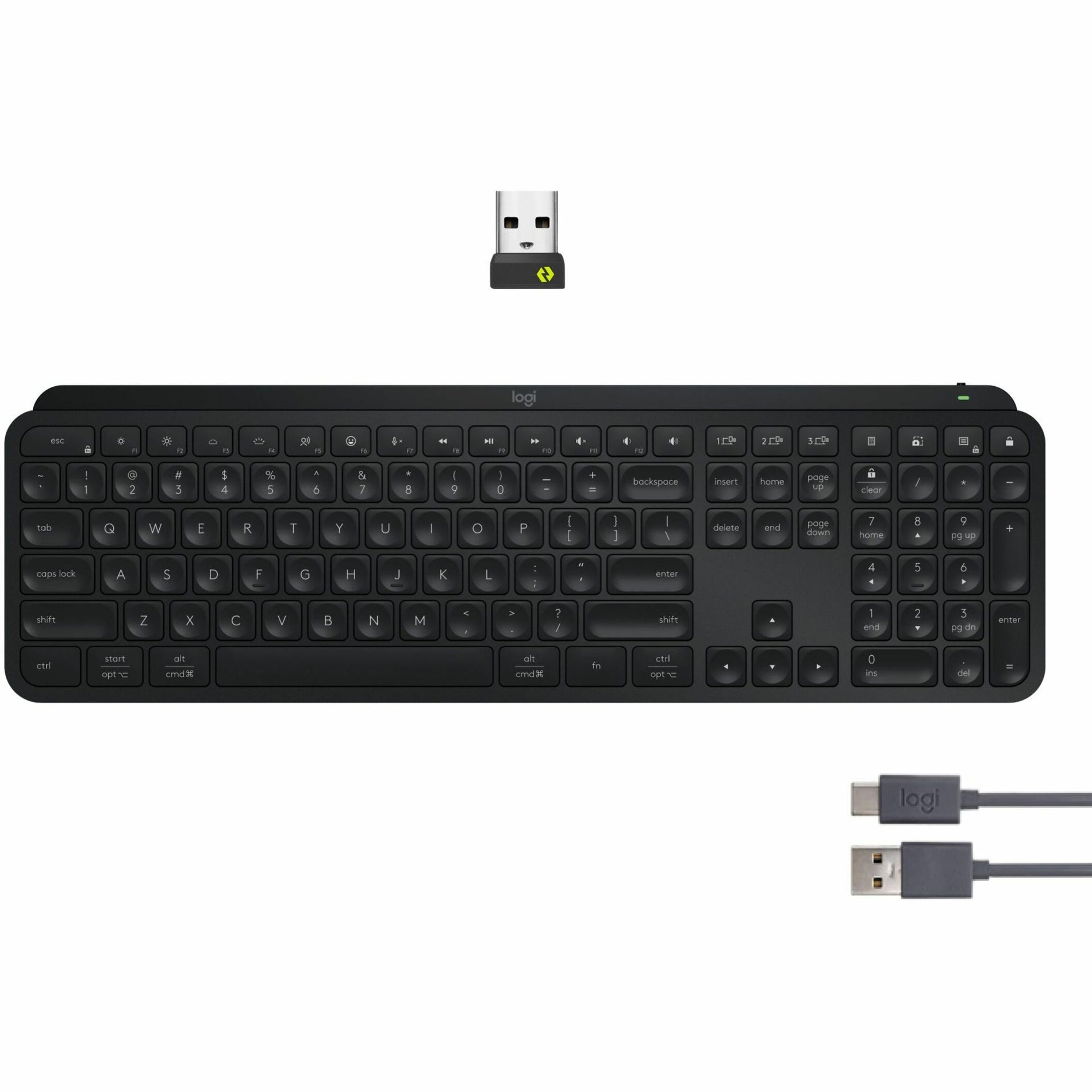 Logitech 920-011406 Keyboard, Rechargeable, Low-profile Keys, Bluetooth, Black