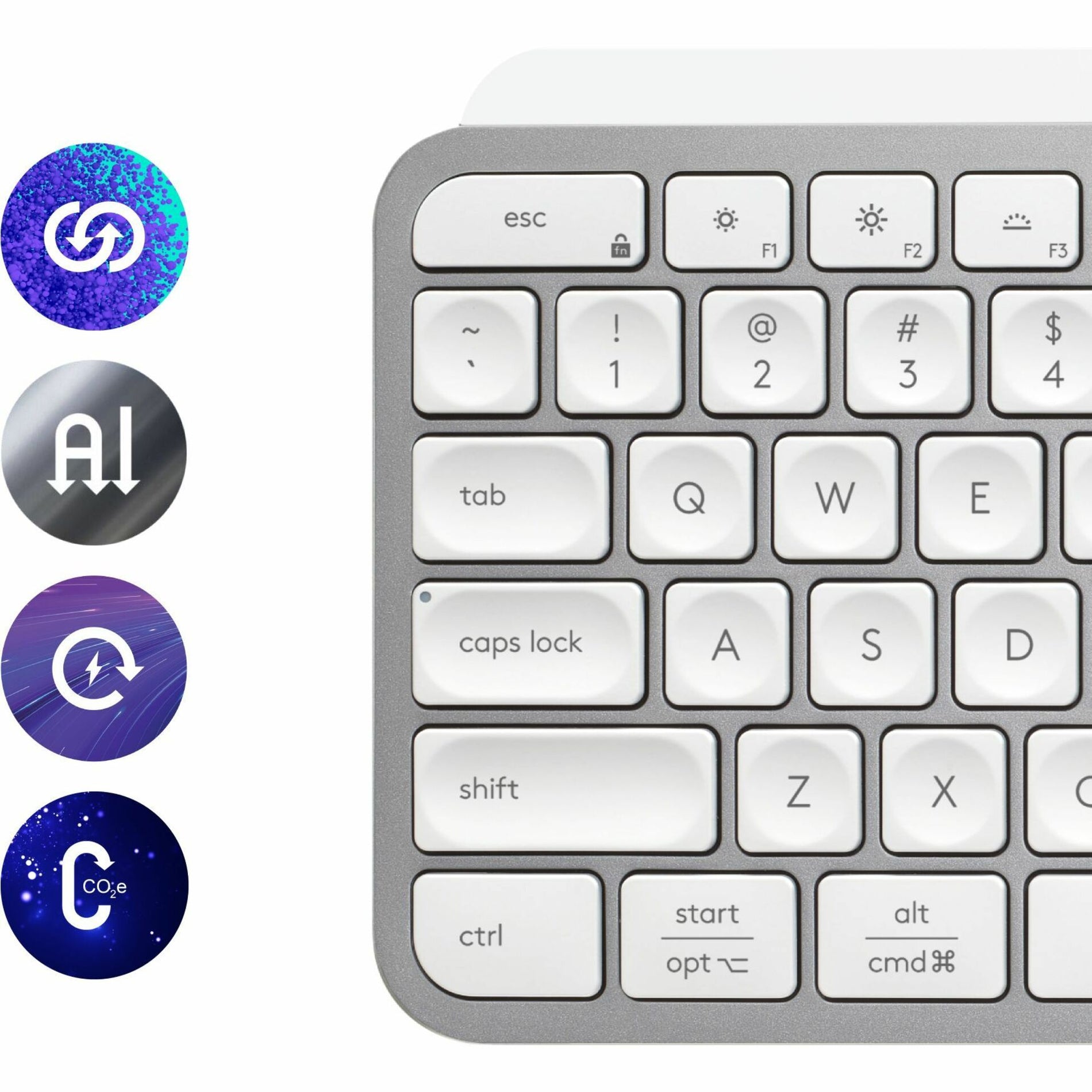 Logitech 920-011559 MX Keys S (Pale Grey) Keyboard, Backlit, Rechargeable, Bluetooth, Wireless