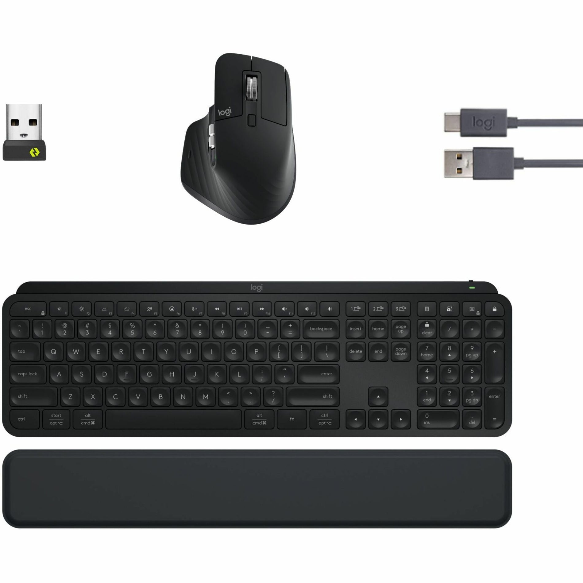 Logitech 920-012274 MX Keys S Combo - Performance Wireless Keyboard and Mouse with Palm Rest, Full-Size, Spill Resistant, Rechargeable Battery