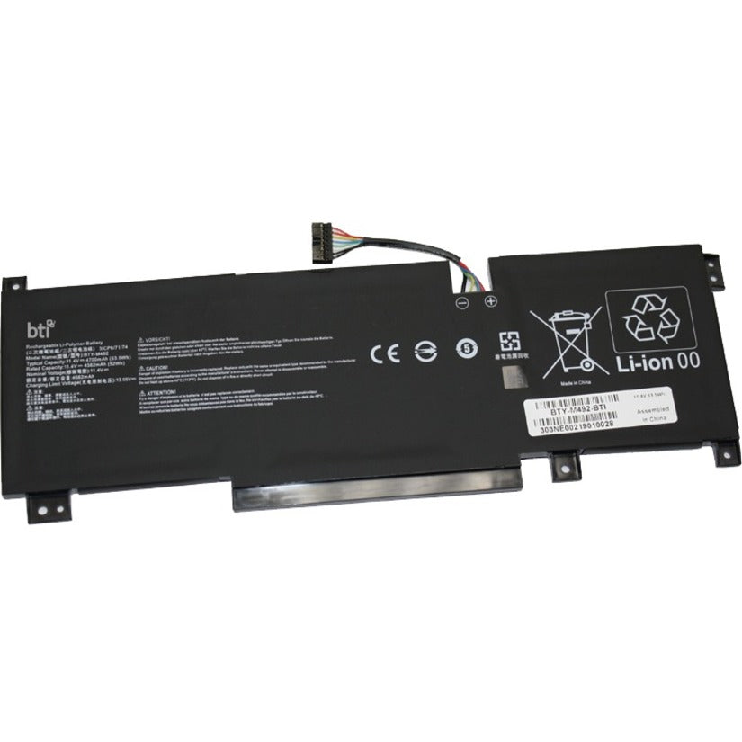 BTI BTY-M492-BTI Battery, 18 Month Limited Warranty, 53.50 Wh, 11.4 V, 3 Cells, 4690 mAh, Lithium Ion (Li-Ion), Rechargeable