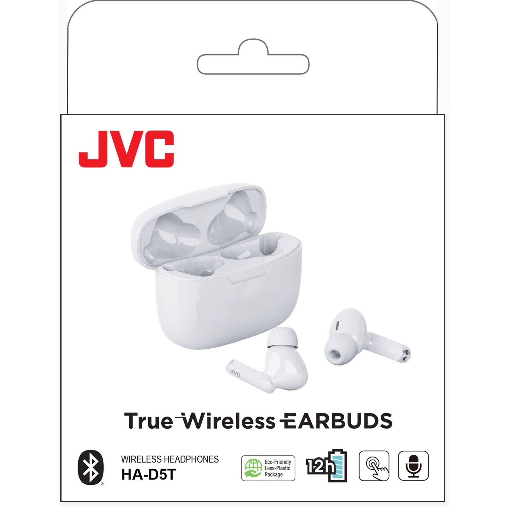 JVC HA-D5TW Earset True Wireless Earbud, Touch Control, White