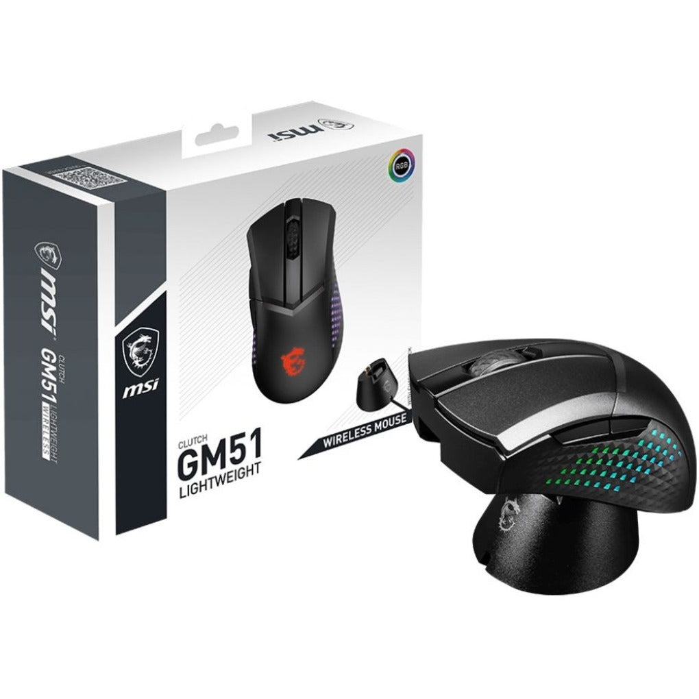 MSI CLUTCHGM51 Clutch GM51 Gaming Mouse, Rechargeable, Ergonomic Fit, 26000 dpi, Wireless Bluetooth