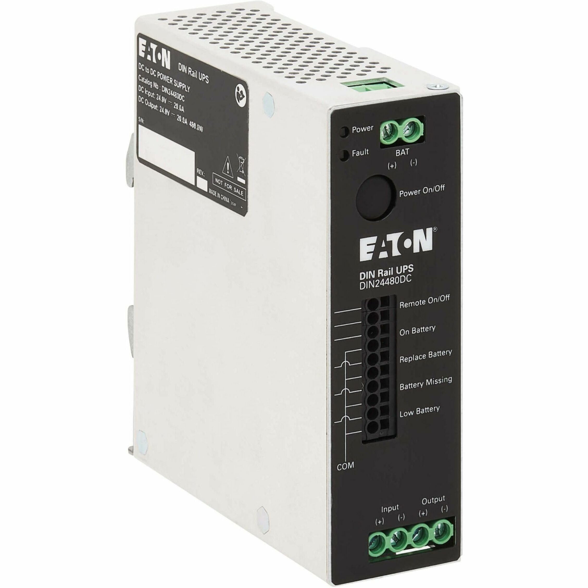 Eaton DIN24480DC General Purpose UPS, 480VA DIN Rail UPS, 24V DC Input/Output