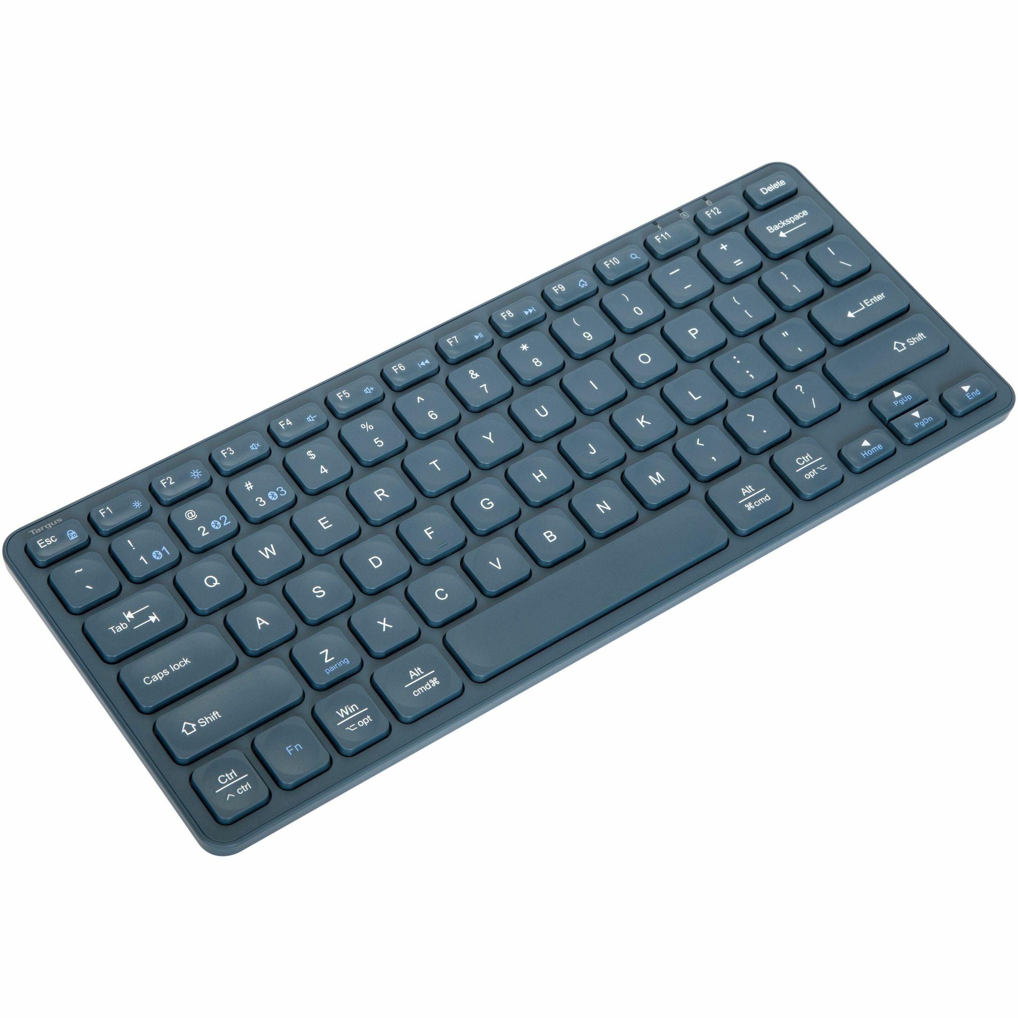 Targus PKB86202US Compact Multi-Device Bluetooth Antimicrobial Keyboard Blue, Slim and Wireless