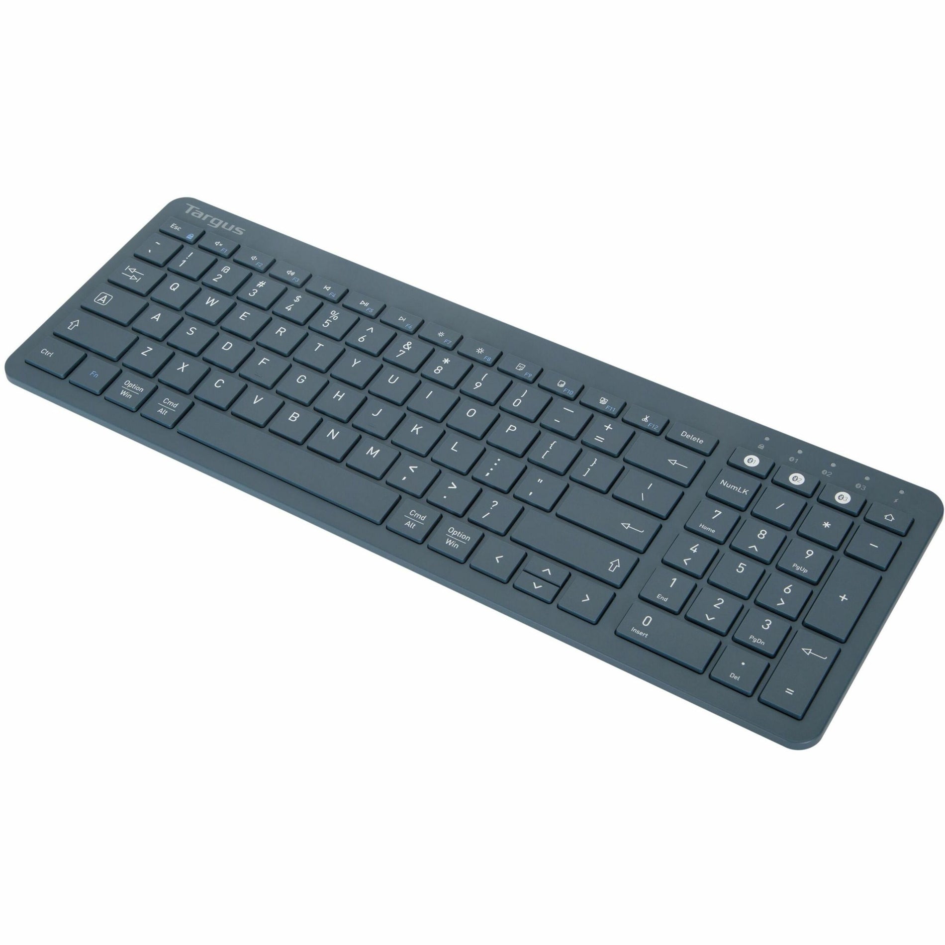 Targus PKB86302US Midsize Multi-Device Bluetooth Antimicrobial Keyboard Blue, Slim, Compact Keyboard
