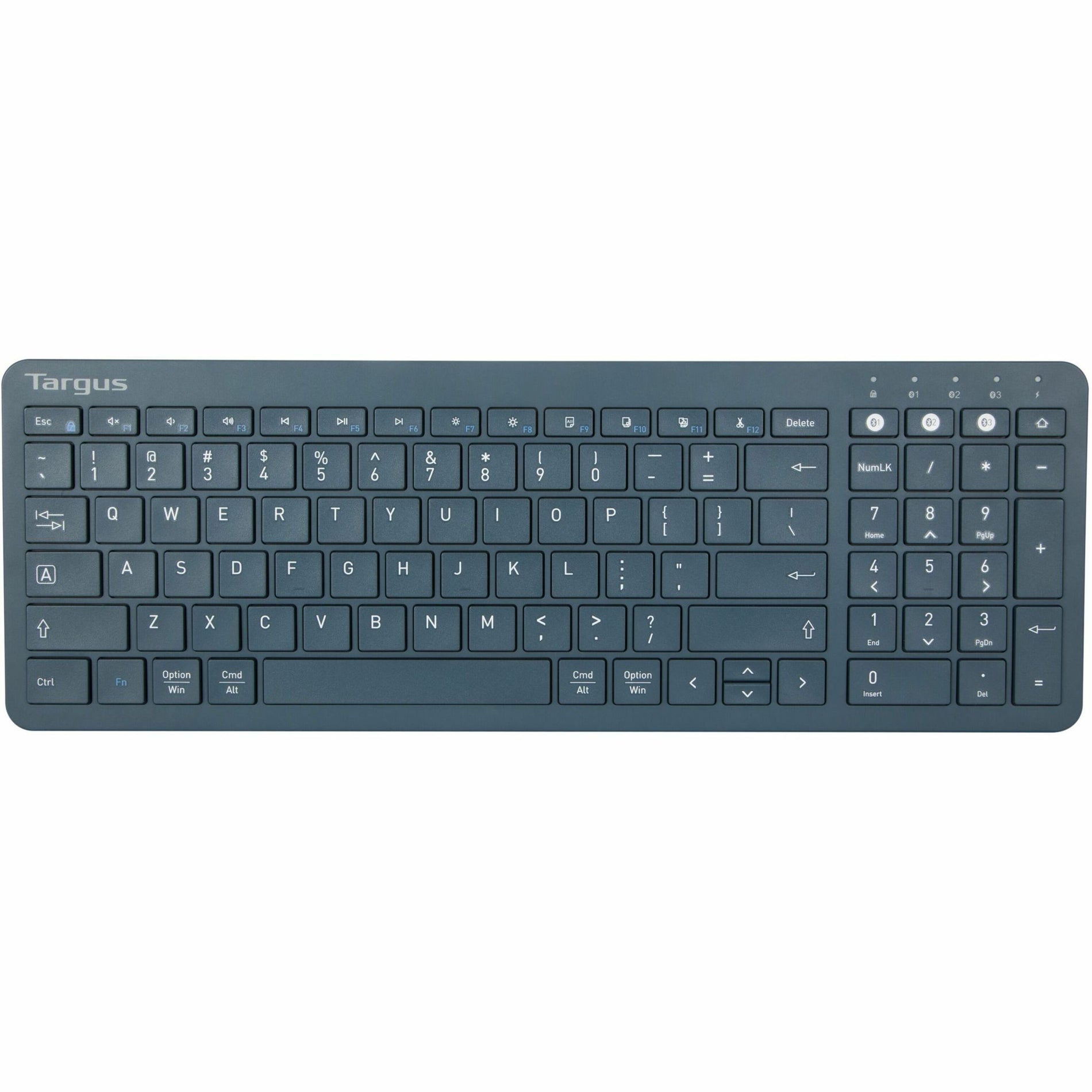 Targus PKB86302US Midsize Multi-Device Bluetooth Antimicrobial Keyboard Blue, Slim, Compact Keyboard