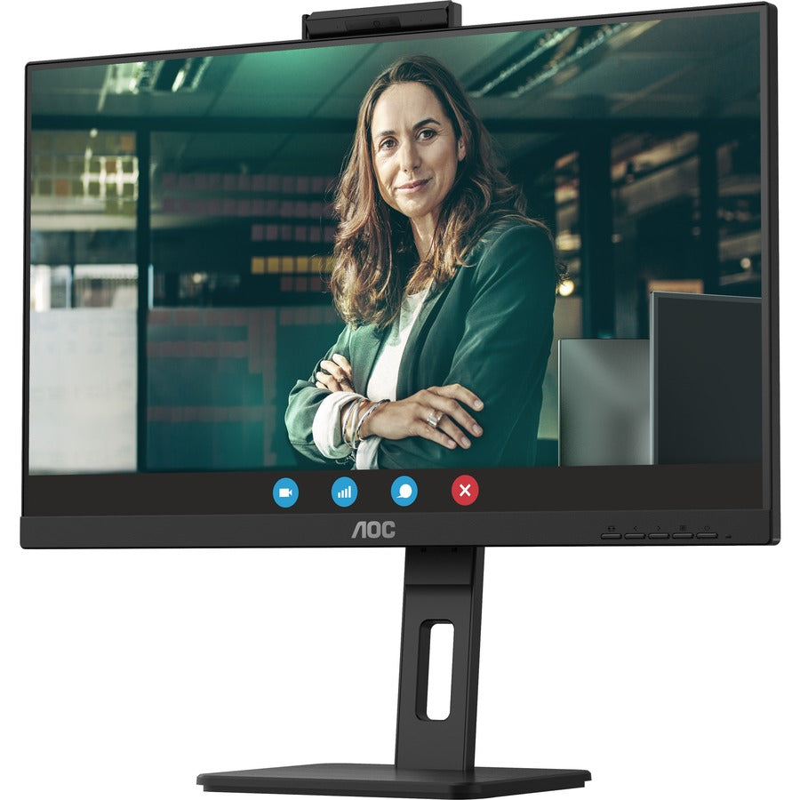 AOC Q27P3CW monitor displaying video conference call interface with clear view of integrated webcam and communication features-alternate-image4