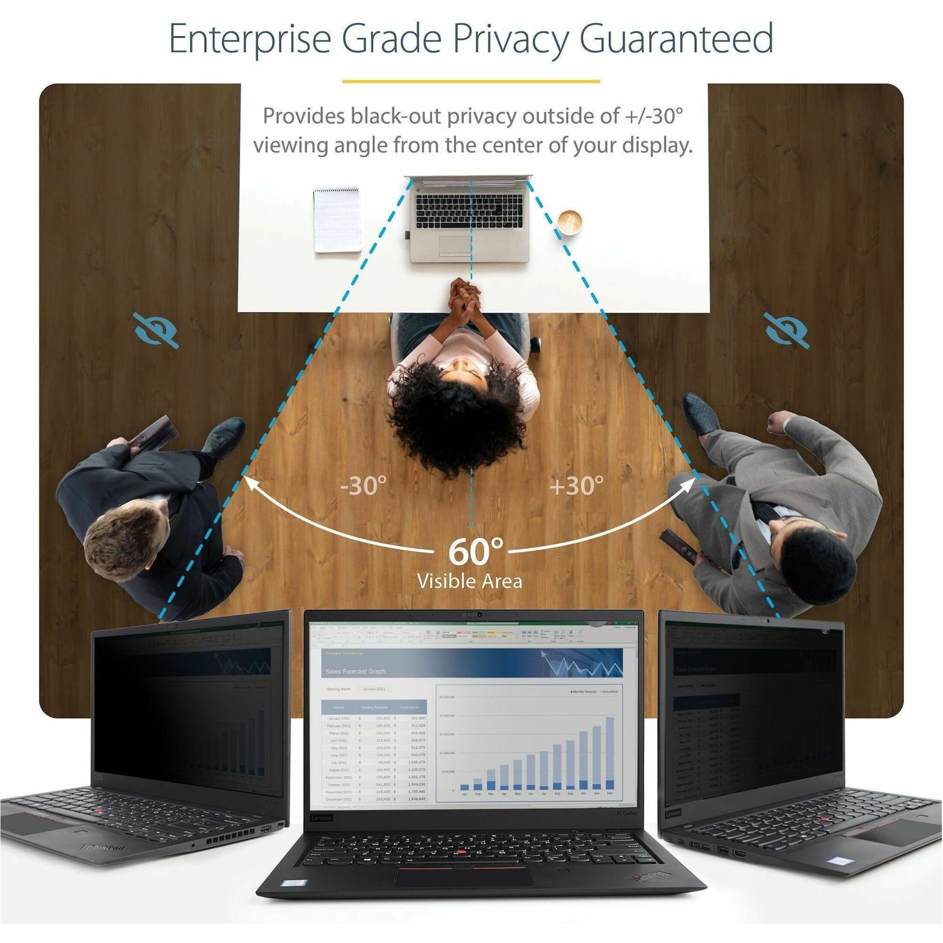 StarTech.com 133L-Privacy-Screen, Limited Viewing Angle, Reversible Glossy-to-Anti-glare, Reversible Matte-to-Glossy, Blue Light Reduction, Privacy Filter