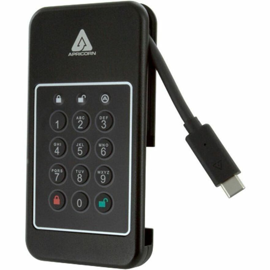 Apricorn ANVX-500GB Aegis Hard Drive, 500 GB, USB Type C, Portable, 256-bit AES Encryption