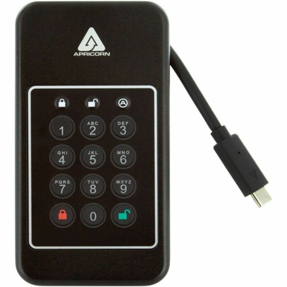 Apricorn ANVX-500GB Aegis Hard Drive, 500 GB, USB Type C, Portable, 256-bit AES Encryption