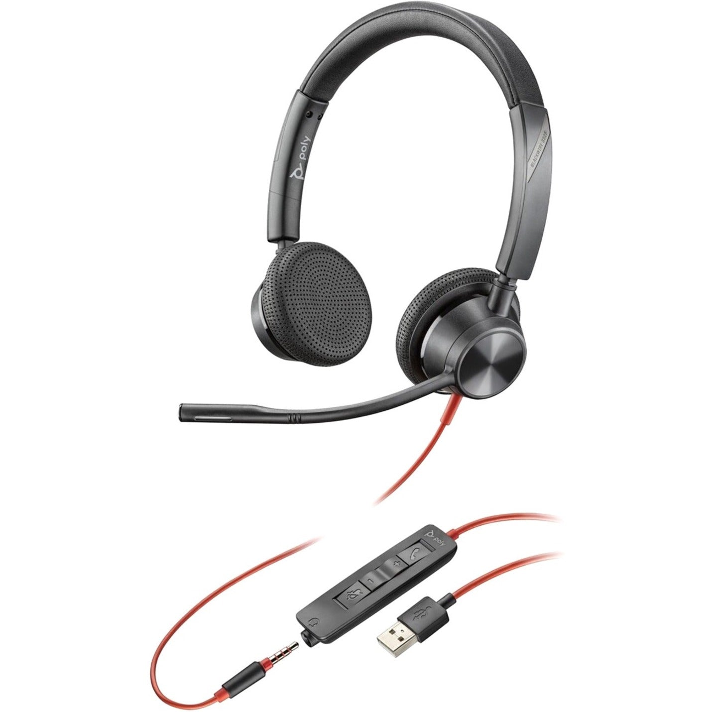 Poly 76J20AA Blackwire 3325 USB-A Headset, Plug and Play, Noise Reduction, Comfortable