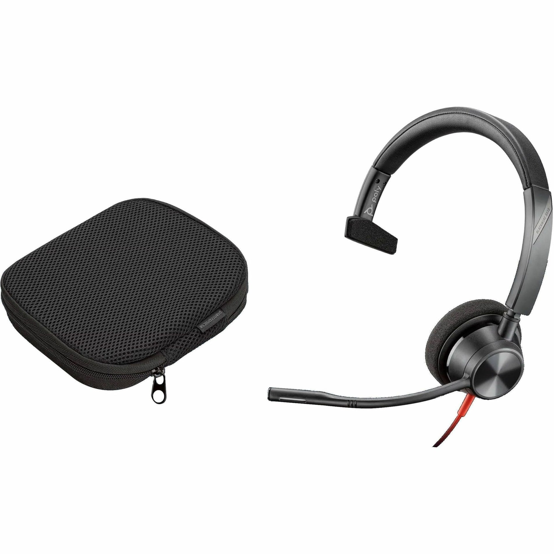 Poly 760Q7AA Blackwire 3310-M Microsoft Teams Certified USB-C Headset, On-ear Mono Headset with Boom Microphone, 2 Year Warranty