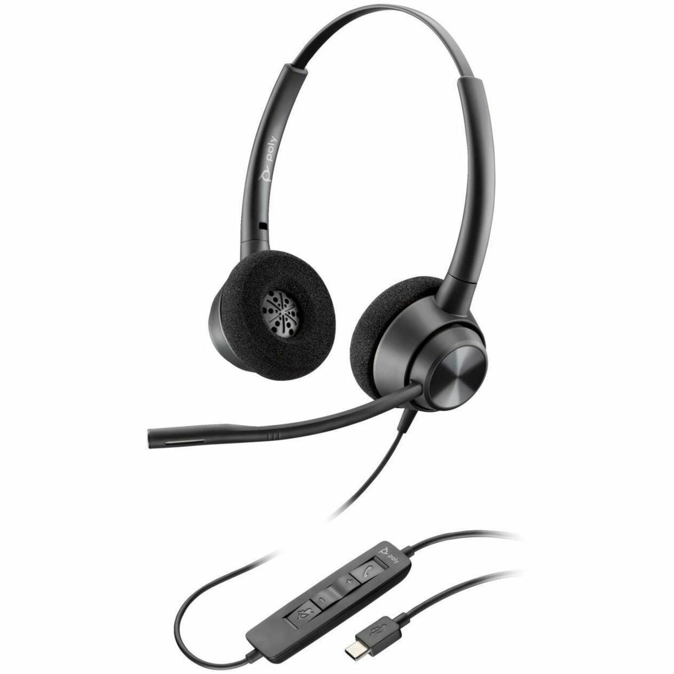 Poly 767G0AA EncorePro 320 Stereo USB-A Headset TAA, Business Call Center PC Mac Compatible
