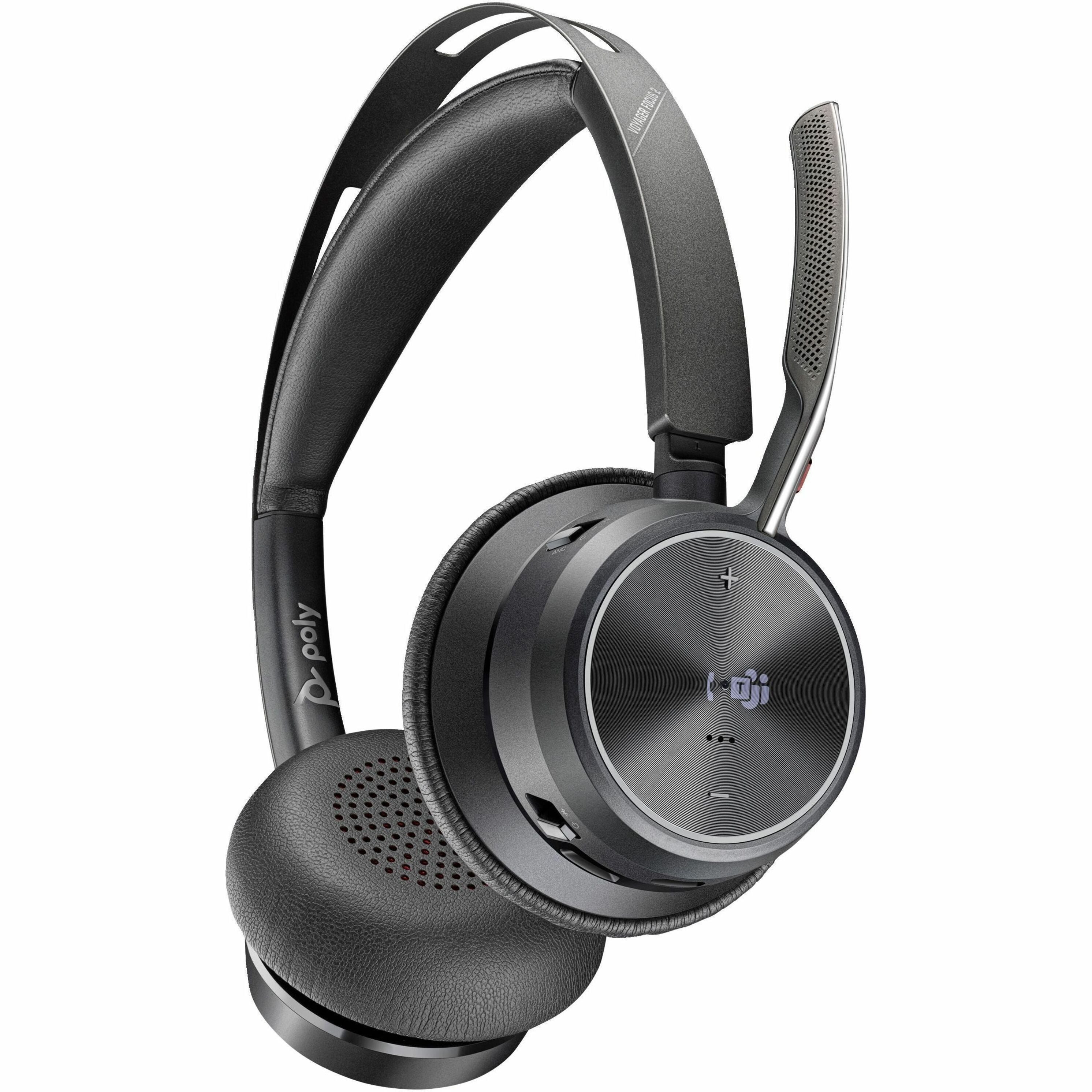 Poly 77Y85AA Voyager Focus 2-M Microsoft Teams Certified USB-A Headset, Comfortable, Hybrid Active Noise Cancelling, 19 Hour Battery Talk Time (ANC on)