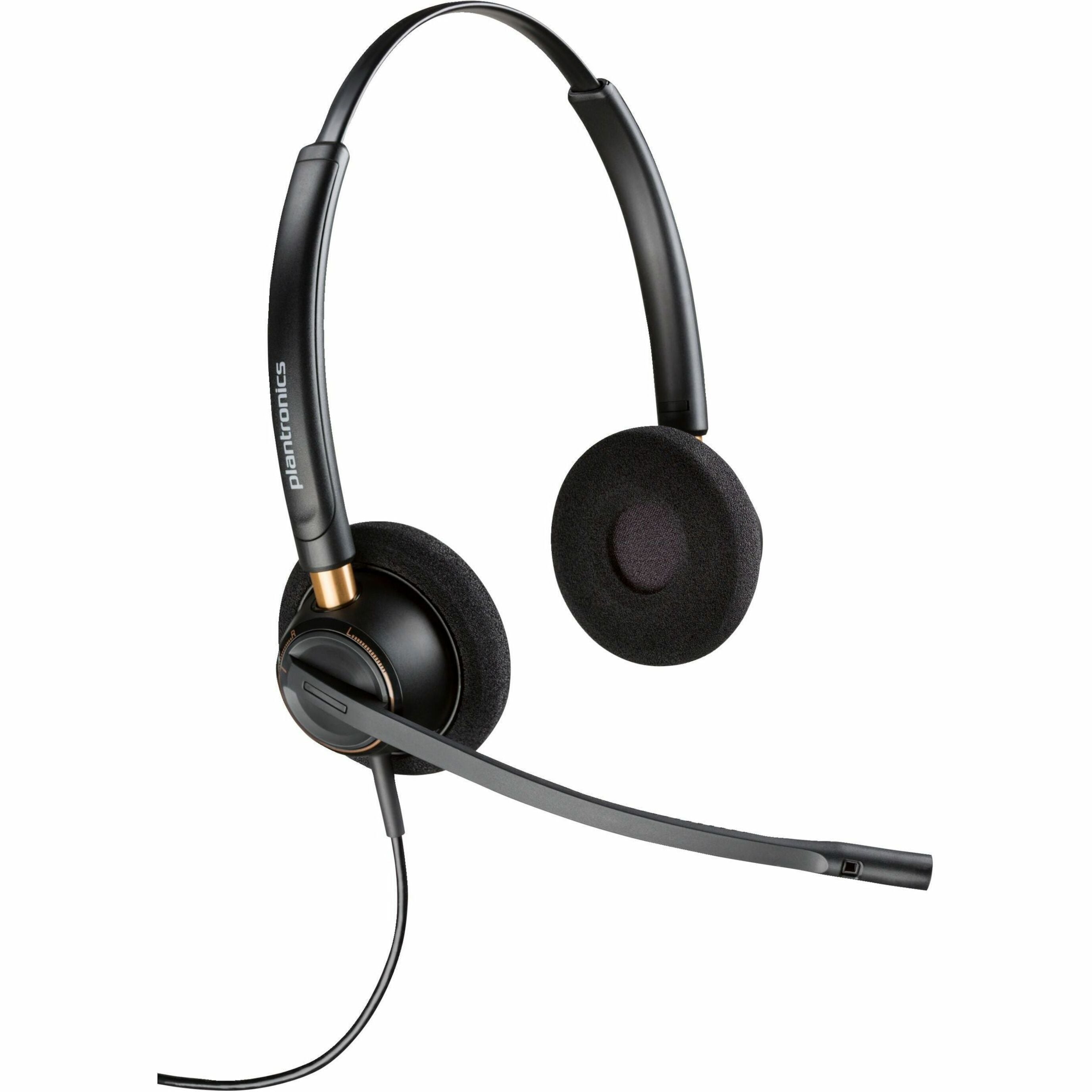 Poly 783P5AA EncorePro HW520D Headset, Binaural On-ear Stereo Headset with Noise Cancelling Microphone