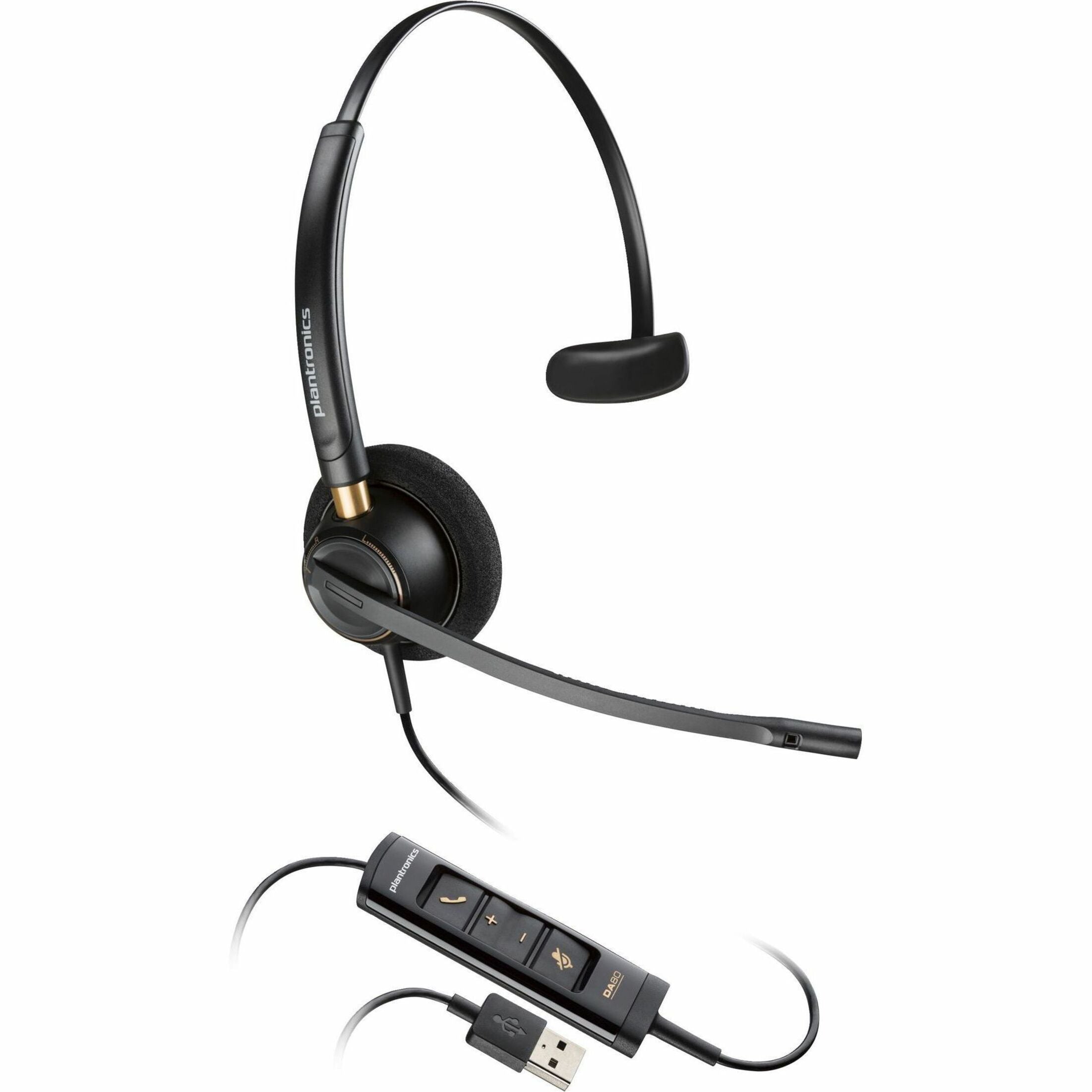 Poly 783R1AA EncorePro 515 Microsoft Teams Certified Monoaural with USB-A Headset, Over-the-head, On-ear, Boom Microphone, Black