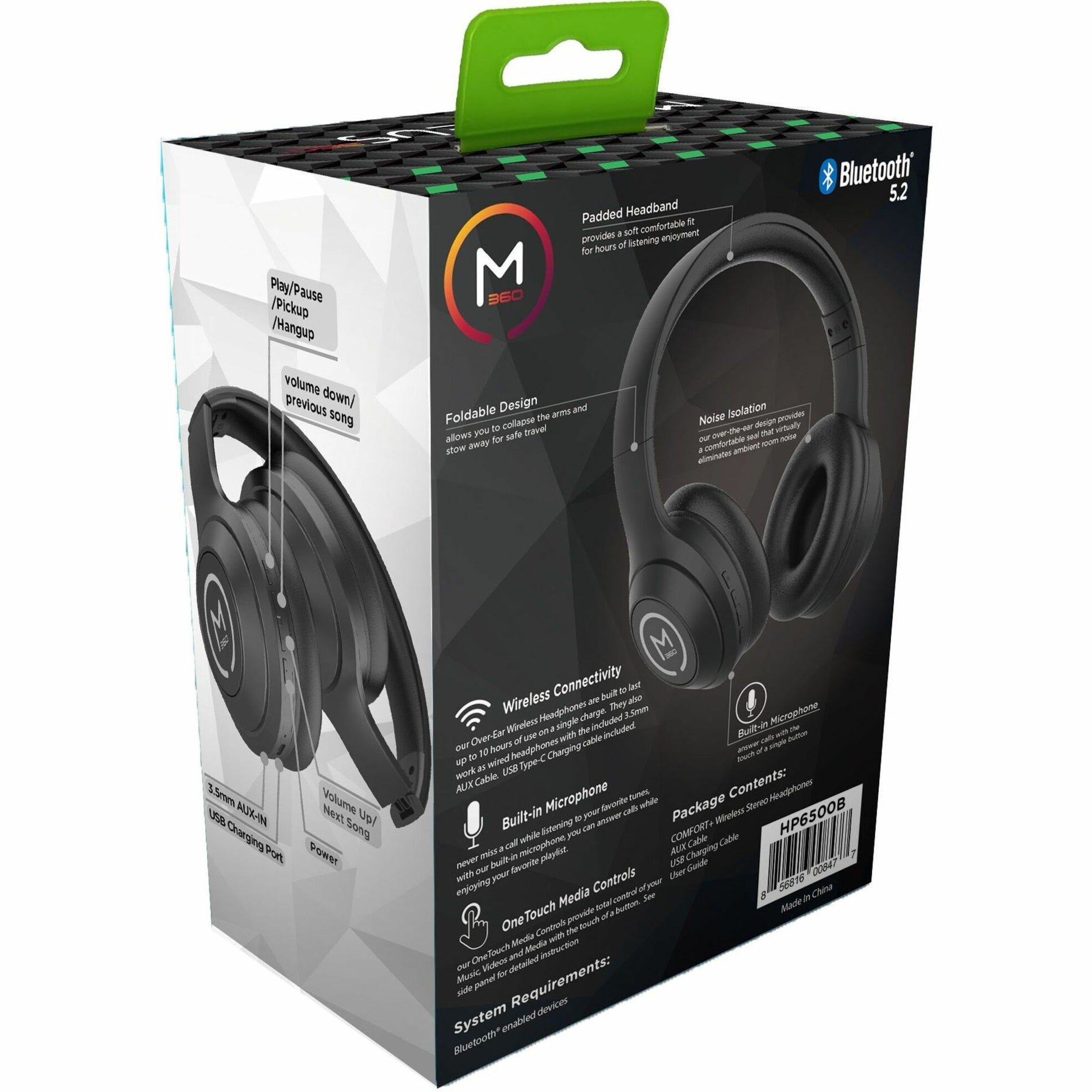 Morpheus 360 HP6500B COMFORT+ Wireless Stereo Headphone, Over-the-head, Over-the-ear, Touch Control, Foldable, Black