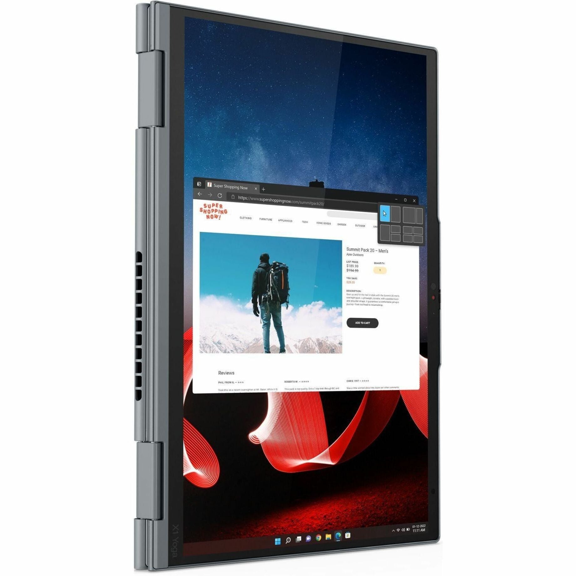 Lenovo 21HQ0076US ThinkPad X1 Yoga Gen 8 2 in 1 Notebook, 14" OLED Touchscreen, Core i7, 16GB RAM, 512GB SSD, Windows 11 Pro