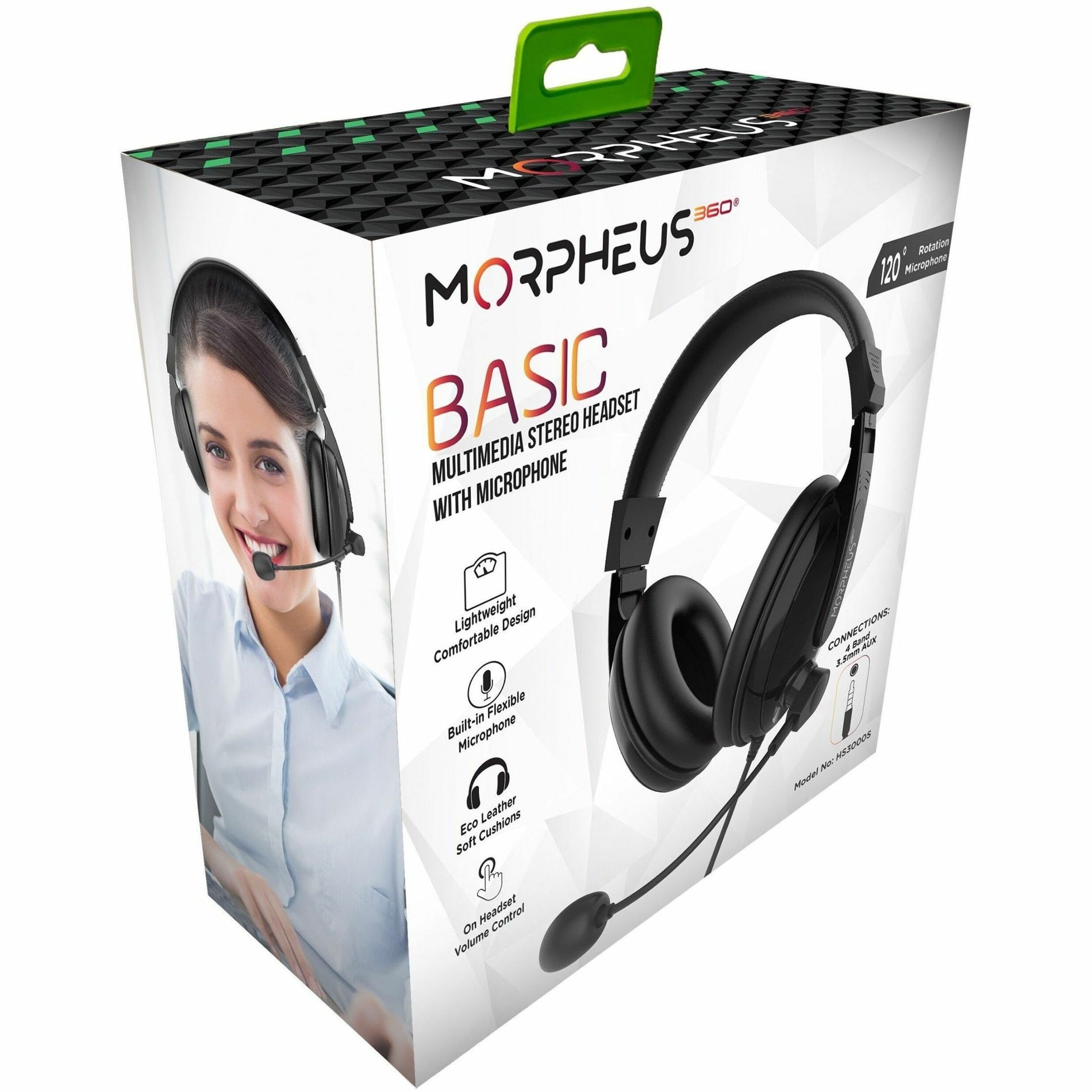 Morpheus 360 HS3000S Multimedia Stereo Headset with Microphone, Comfortable Lightweight Over-the-head Headset for Computer Tablet Notebook Phone
