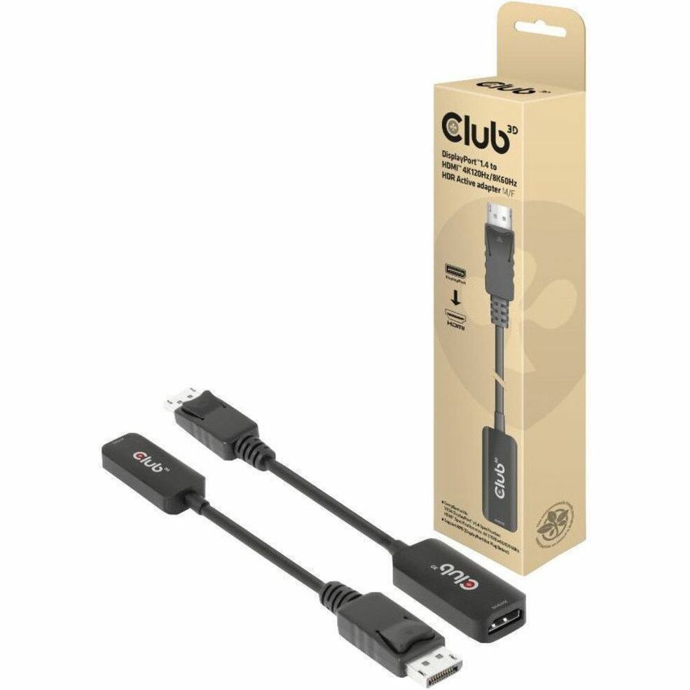 Club 3D CAC-1088 DisplayPort1.4 to HDMI 4K120Hz/8K60Hz HDR Active Adapter M/F, HDCP 2.3, DSC 1.2a, HDR10+