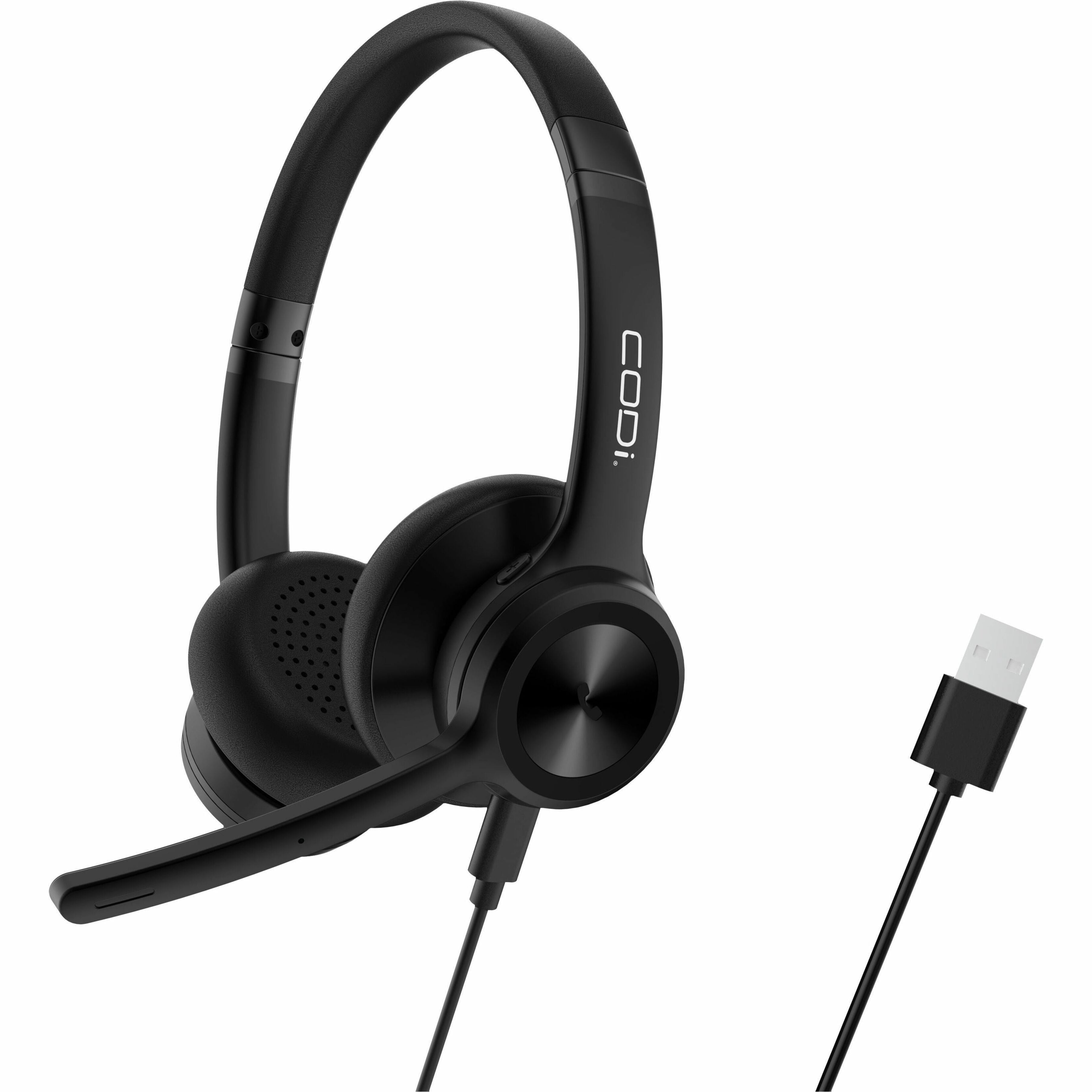 CODi A04618 Wired Stereo Dual Ear Headset w/ AI ENC Microphone, USB Type C, Noise Cancelling