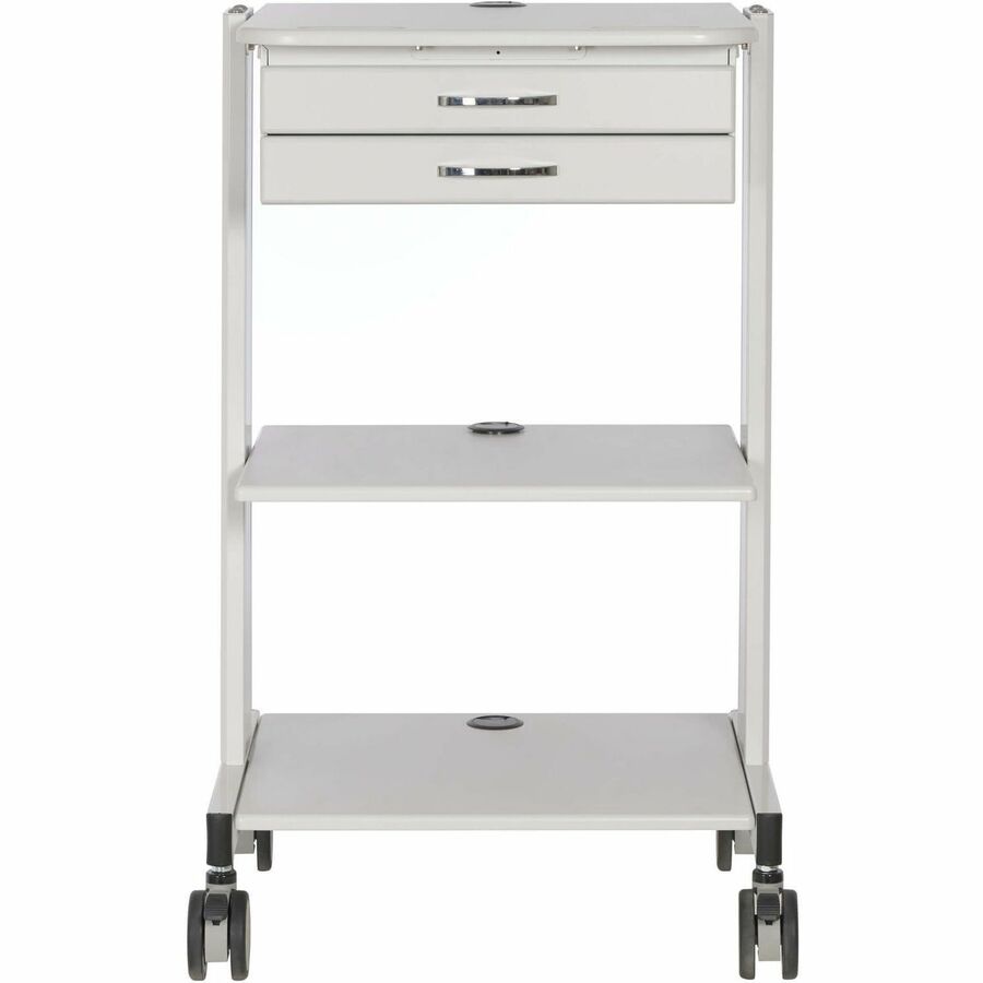 Tripp Lite WWSS2DWSTAA Mobile Workstation with 2x Adjustable Shelves, 2x Metal Drawers, Locking Caster, Rugged, Smooth, Surge Protection