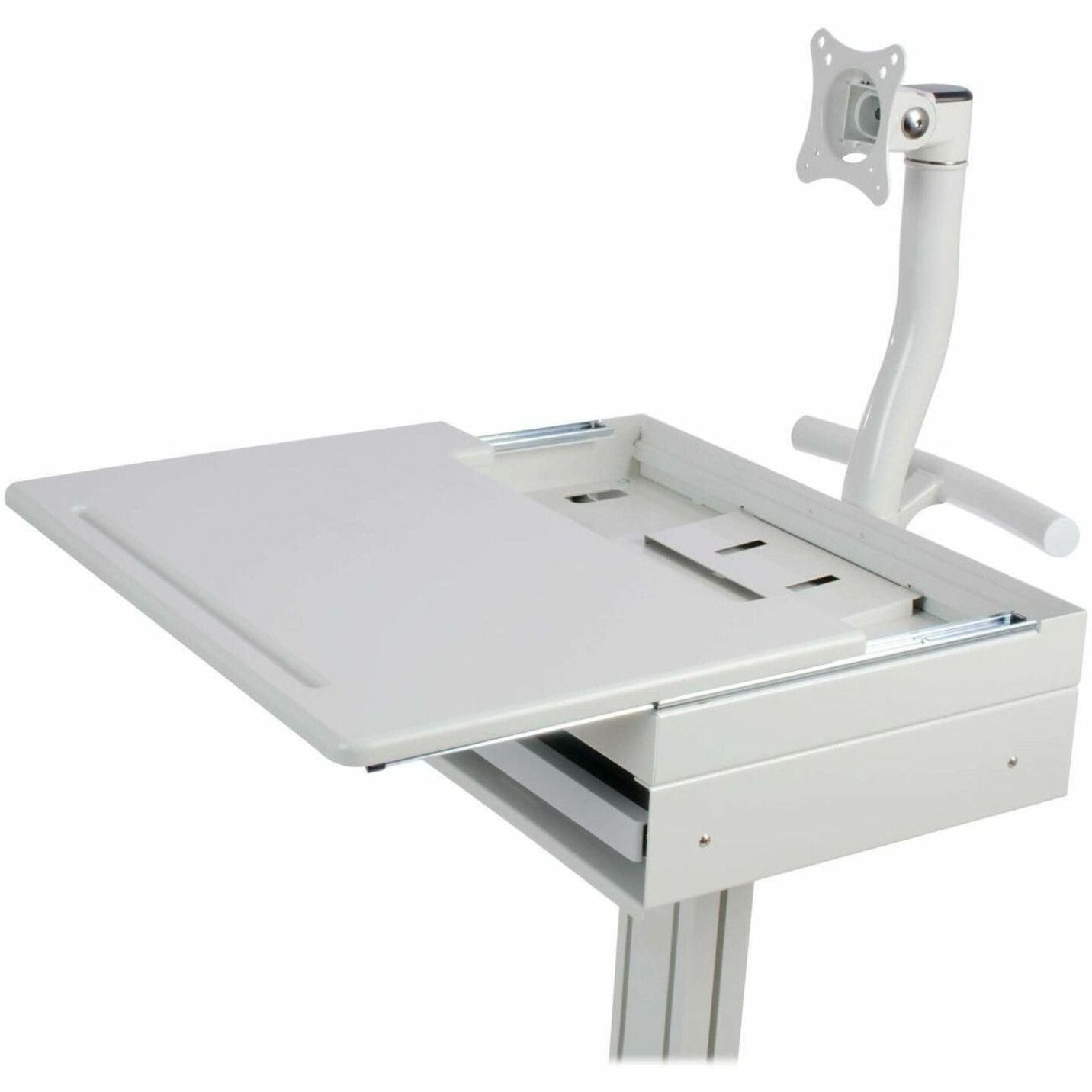 Tripp Lite WWSS1DWSTAA Mobile Workstation with Monitor Arm, Casters, Locking Drawer, TAA