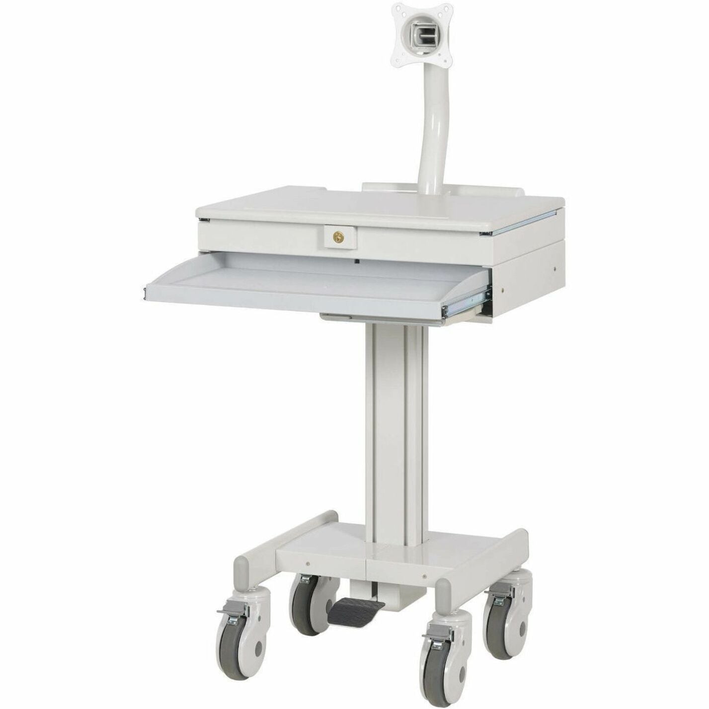 Tripp Lite WWSS1DWSTAA Mobile Workstation with Monitor Arm, Casters, Locking Drawer, TAA