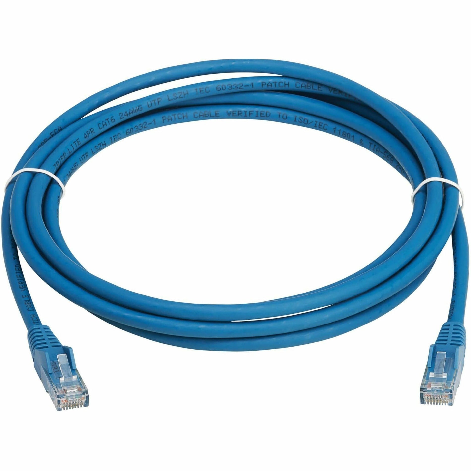 Tripp Lite N201L-03M-BL Cat6 Gigabit Snagless Molded UTP Ethernet Cable (RJ45 M/M), PoE, LSZH, Blue, 3m