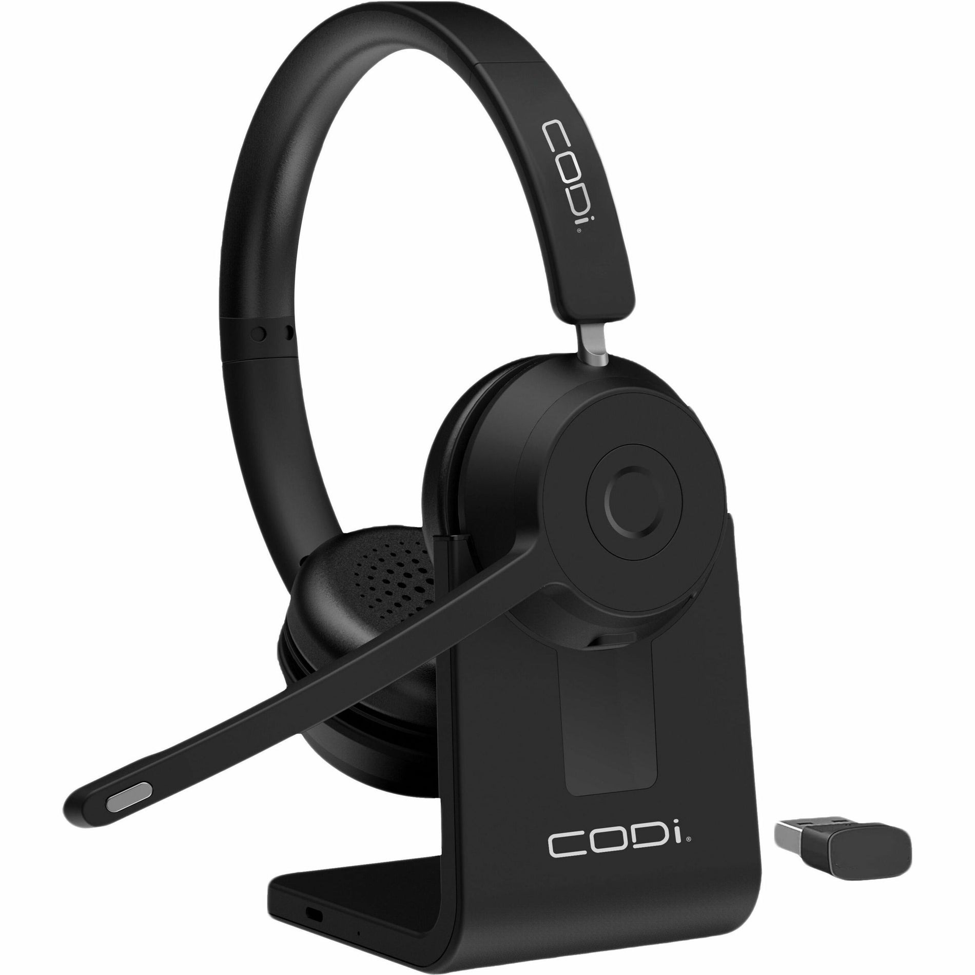 CODi A04619 Bluetooth Wireless Dual Ear Stereo Headset w/ ENC Microphone, Binaural Over-the-head, Noise Cancelling, PC Office Smartphone Notebook Call Center Voice Call