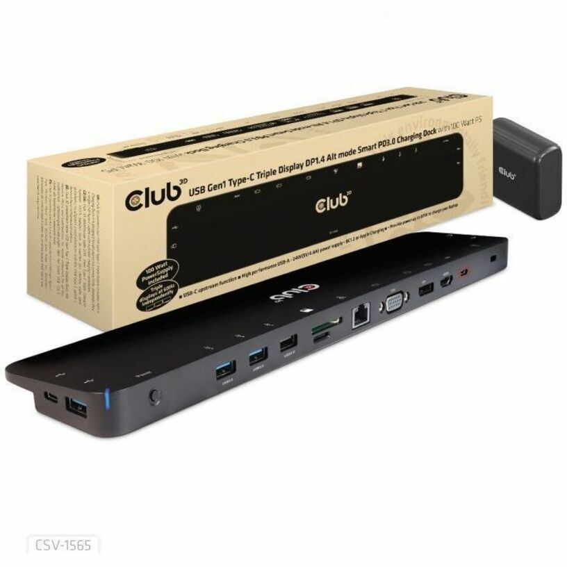 Club 3D CSV-1565 Docking Station, USB-C, HDMI, VGA, 7 USB Ports, 4K Display, Gigabit Ethernet
