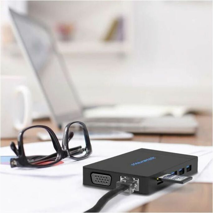 Aluratek AUMC0311F USB Type-C 100W PD Multimedia Hub and Card Reader with HDMI/VGA, 5 USB Ports, Ethernet, SD/microSD Card Reader