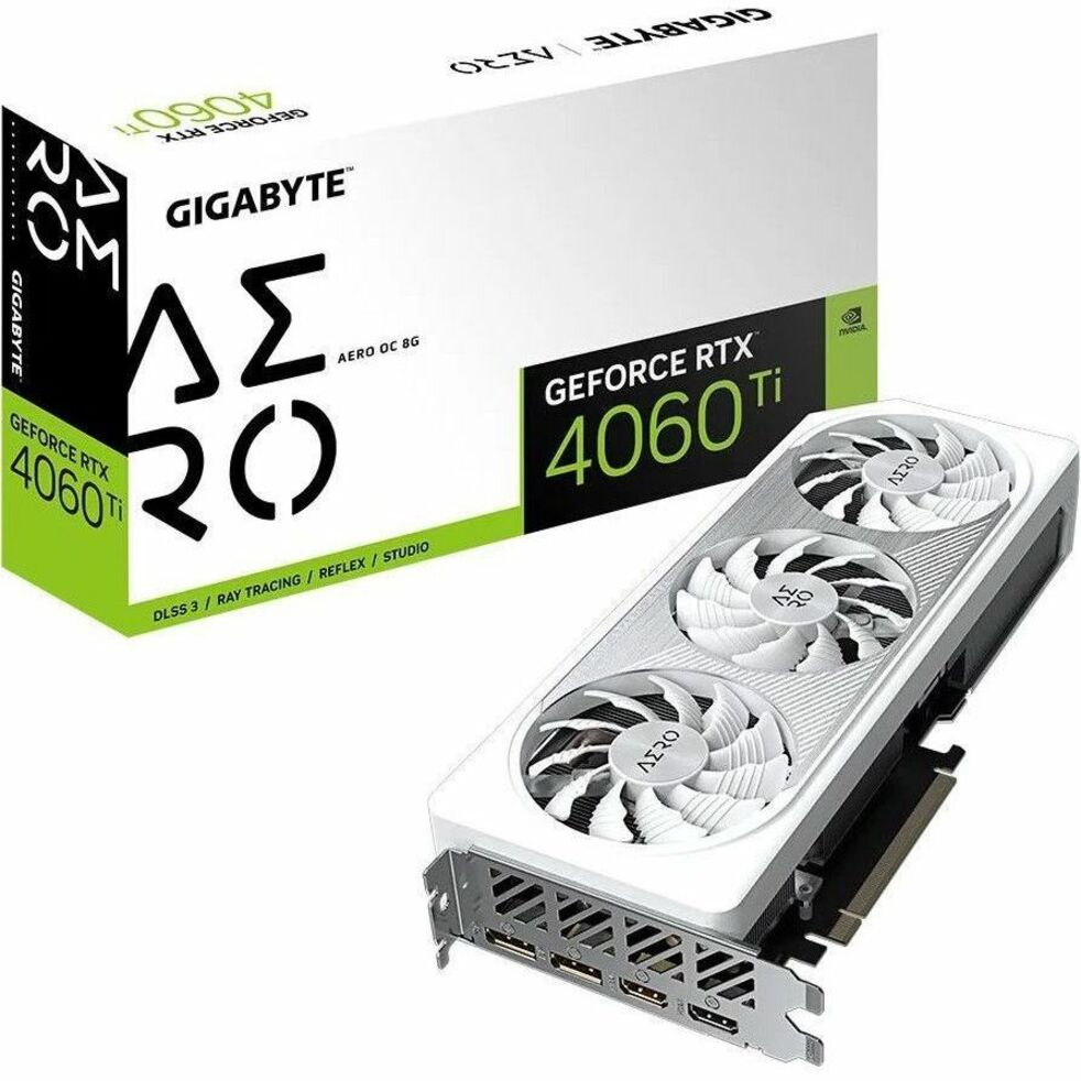 Gigabyte GV-N406TAEROOC-8GD GeForce RTX 4060 Ti AERO OC 8G Graphics Card, 3x WINDFORCE Fans, 8GB 128-bit GDDR6