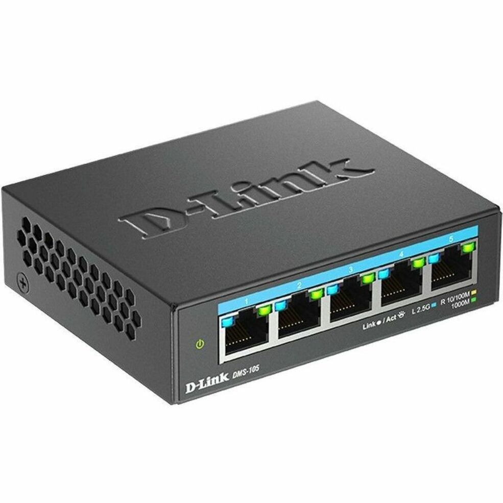 D-Link DMS-105 5-Port Multi-Gigabit Unmanaged Switch, 2.5 Gigabit Ethernet, RoHS Certified