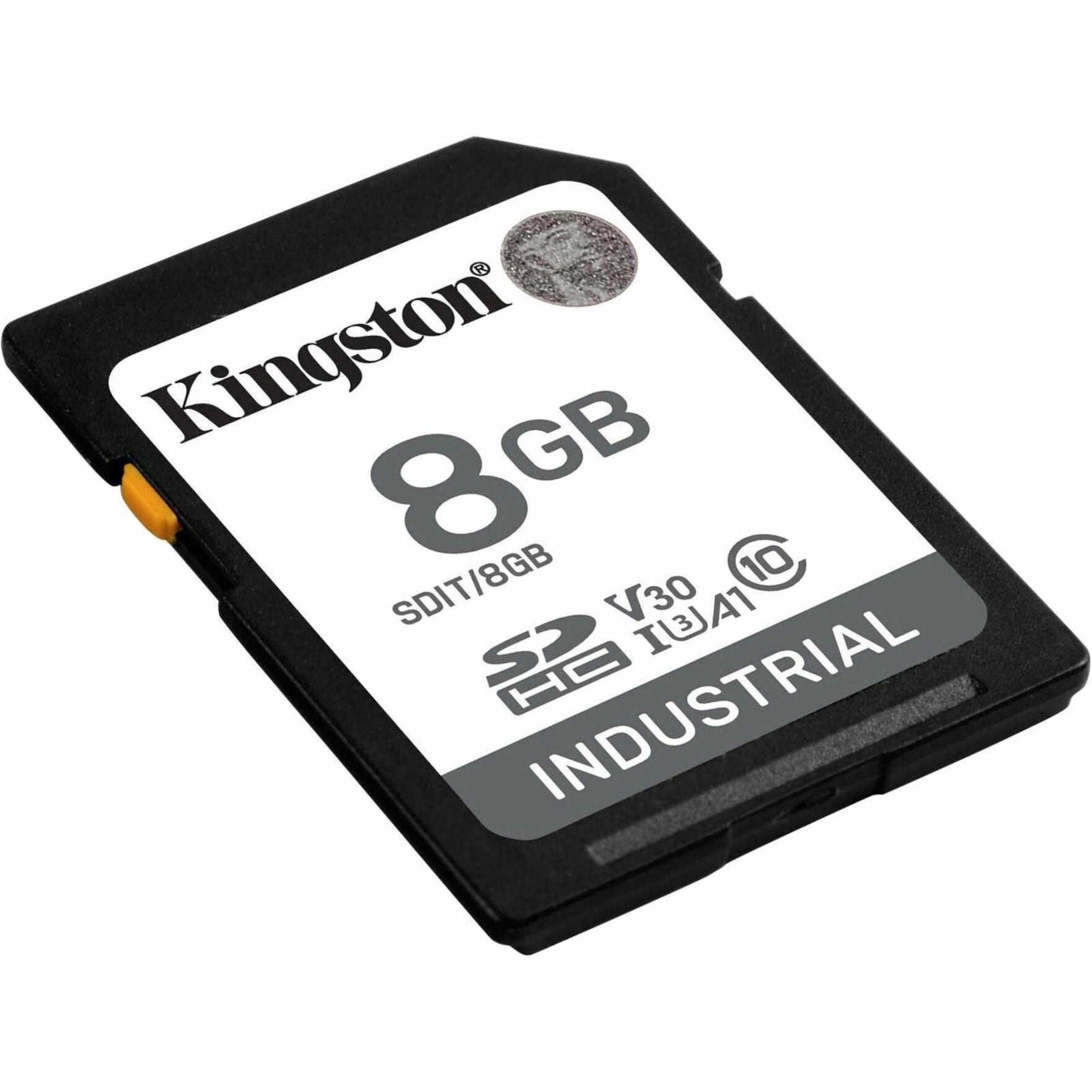 Kingston SDIT/8GB Industrial SDHC Memory Card, 8GB, Class 10/UHS-I (U3), V30, 100 MB/s