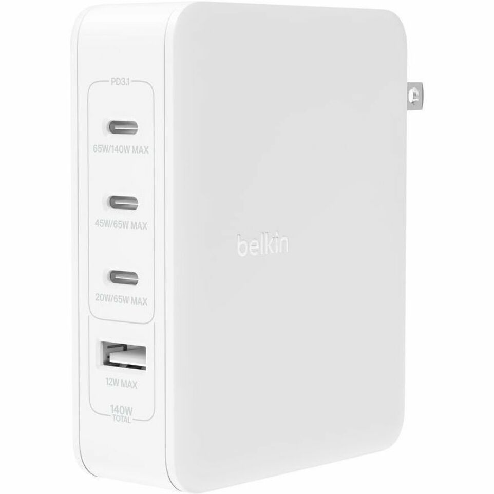 Belkin WCH014DQWH BOOST&uarr;CHARGE PRO 140W 4-Port GaN Wall Charger, Fast Charging for Apple, Samsung, Google Devices