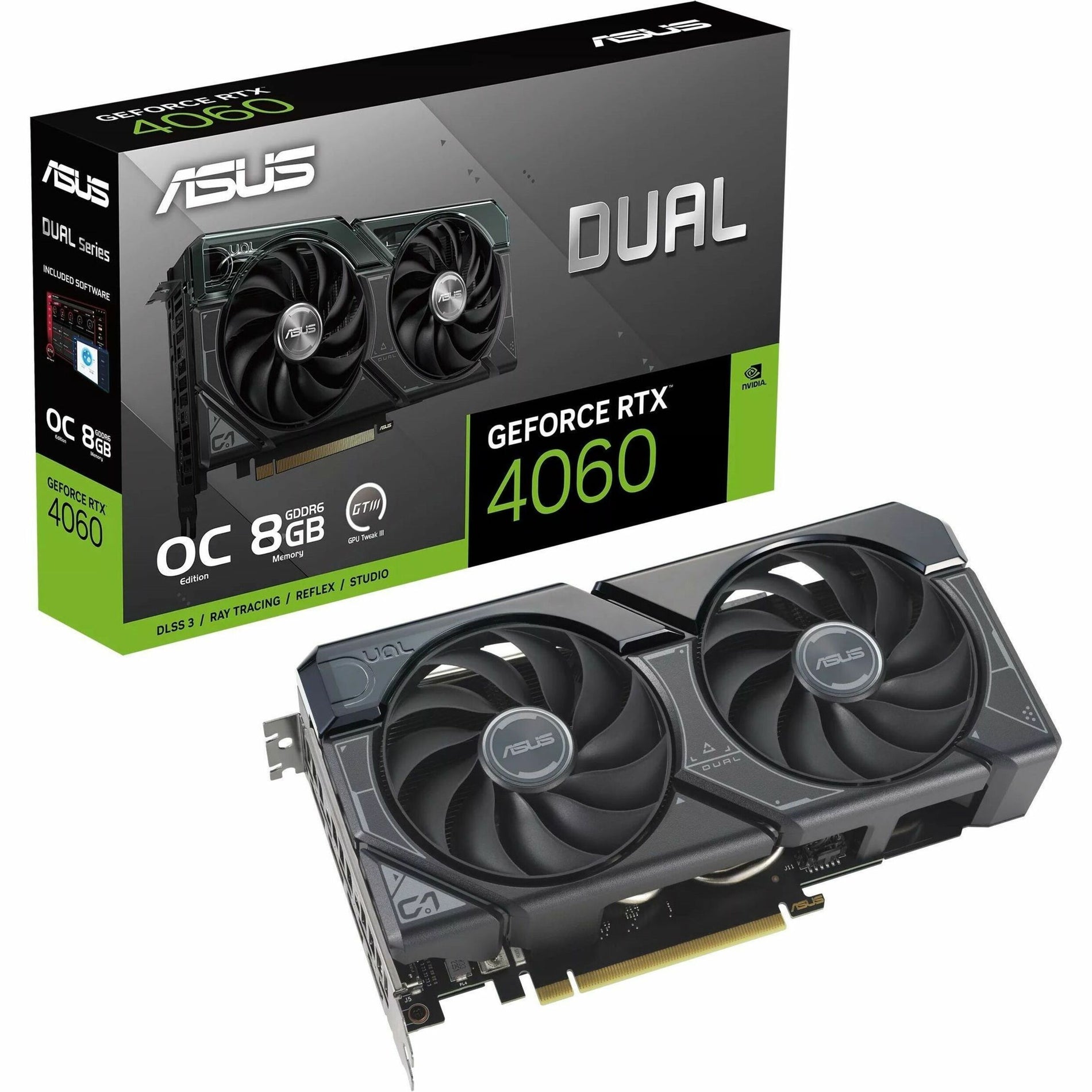 Asus DUAL-RTX4060-O8G Dual GeForce RTX 4060 OC Edition 8GB GDDR6 Graphic Card, 4K Gaming and VR Ready