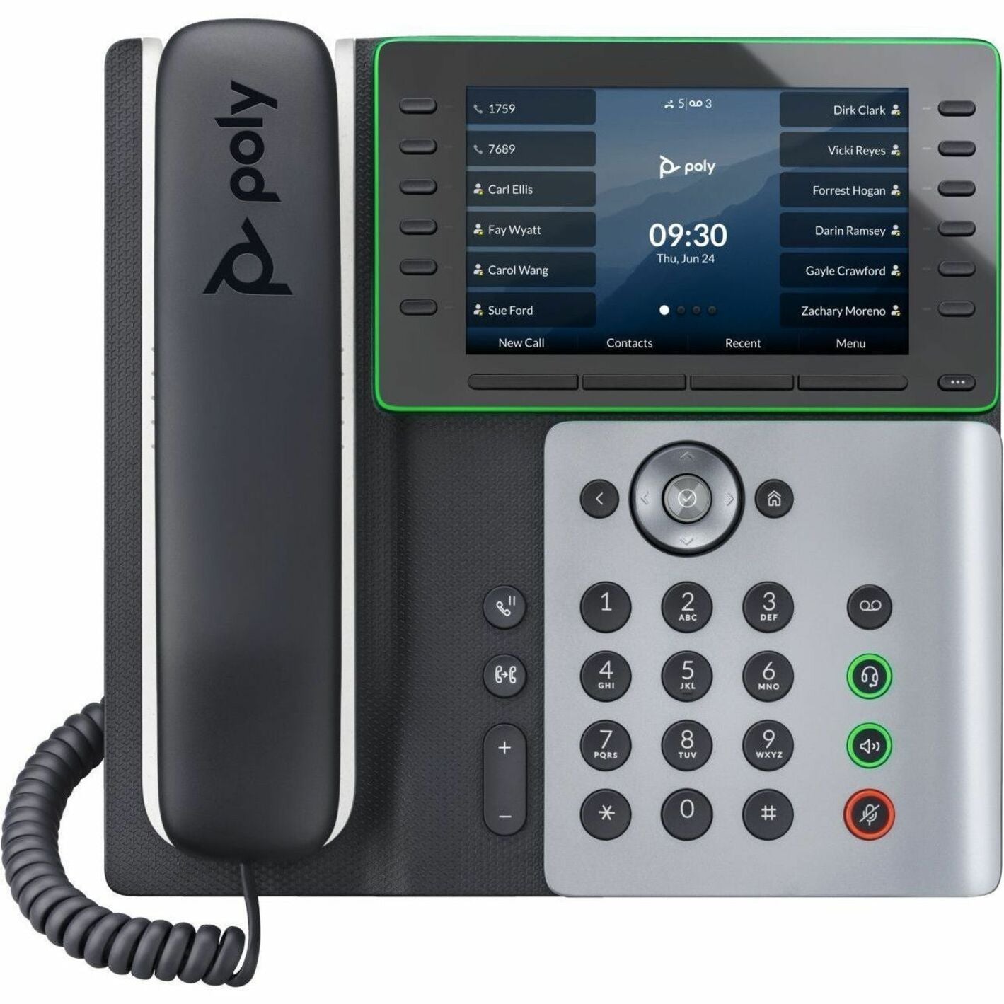 Poly 82M91AA Edge E550 IP Phone and PoE-Enabled, Corded/Cordless, Bluetooth, Wi-Fi, Desktop, Wall Mountable, Black