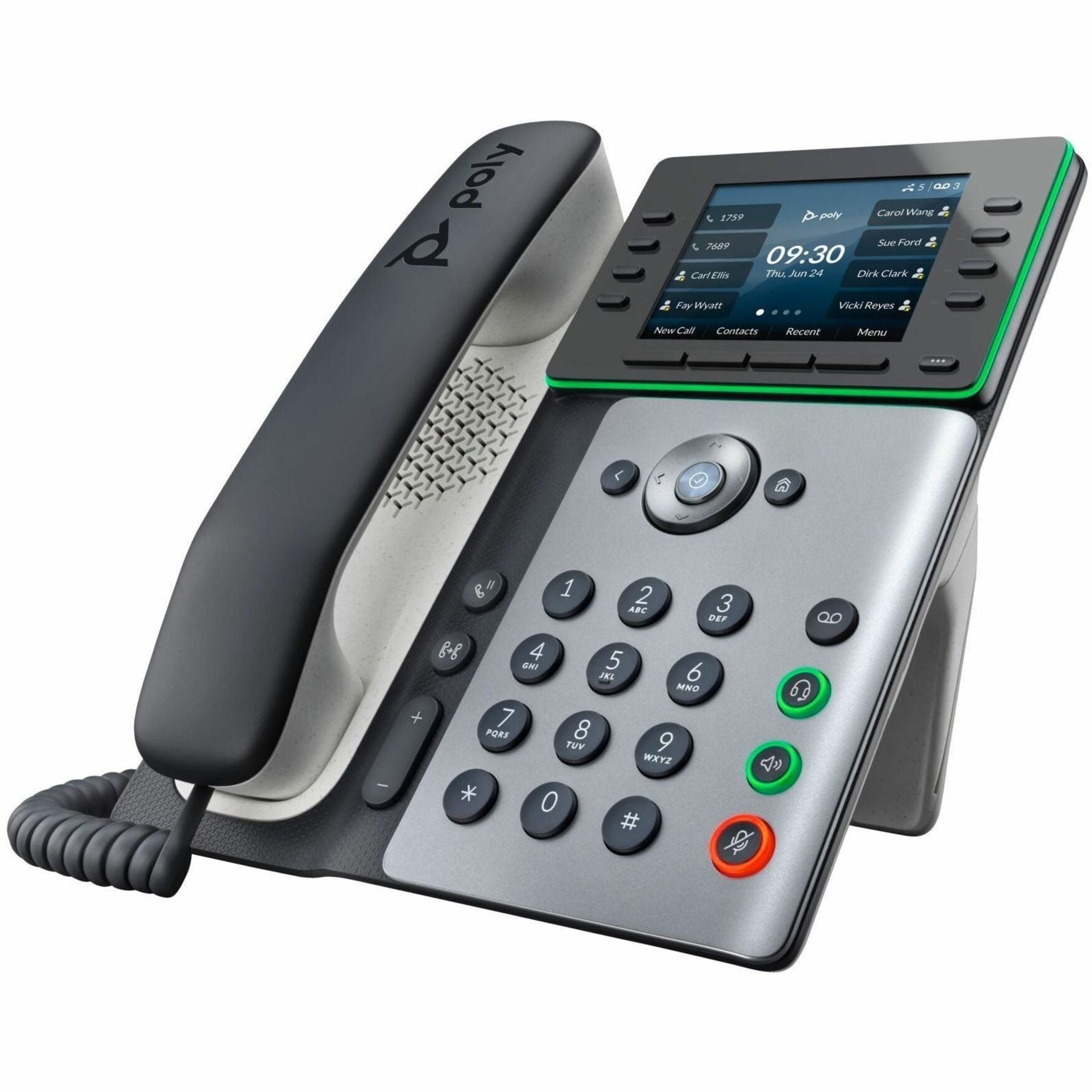 Poly 82M92AA Edge E300 IP Phone and PoE-enabled, Corded, Desktop, Wall Mountable, Black