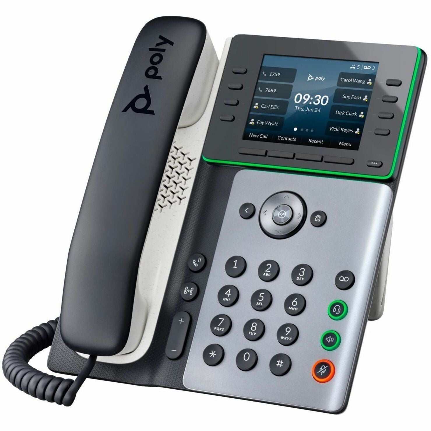 Poly 82M92AA Edge E300 IP Phone and PoE-enabled, Corded, Desktop, Wall Mountable, Black