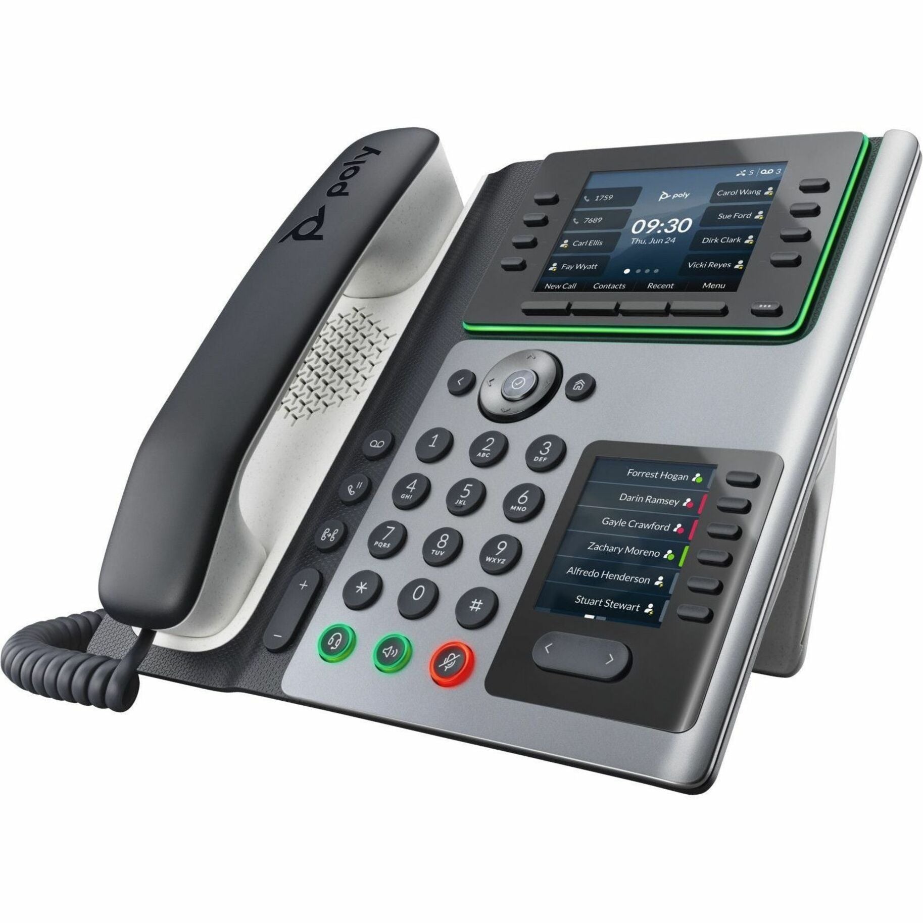 Poly Edge E400 IP Phone and PoE-enabled with Power Supply, Corded Desktop IP Phone, TAA Compliant